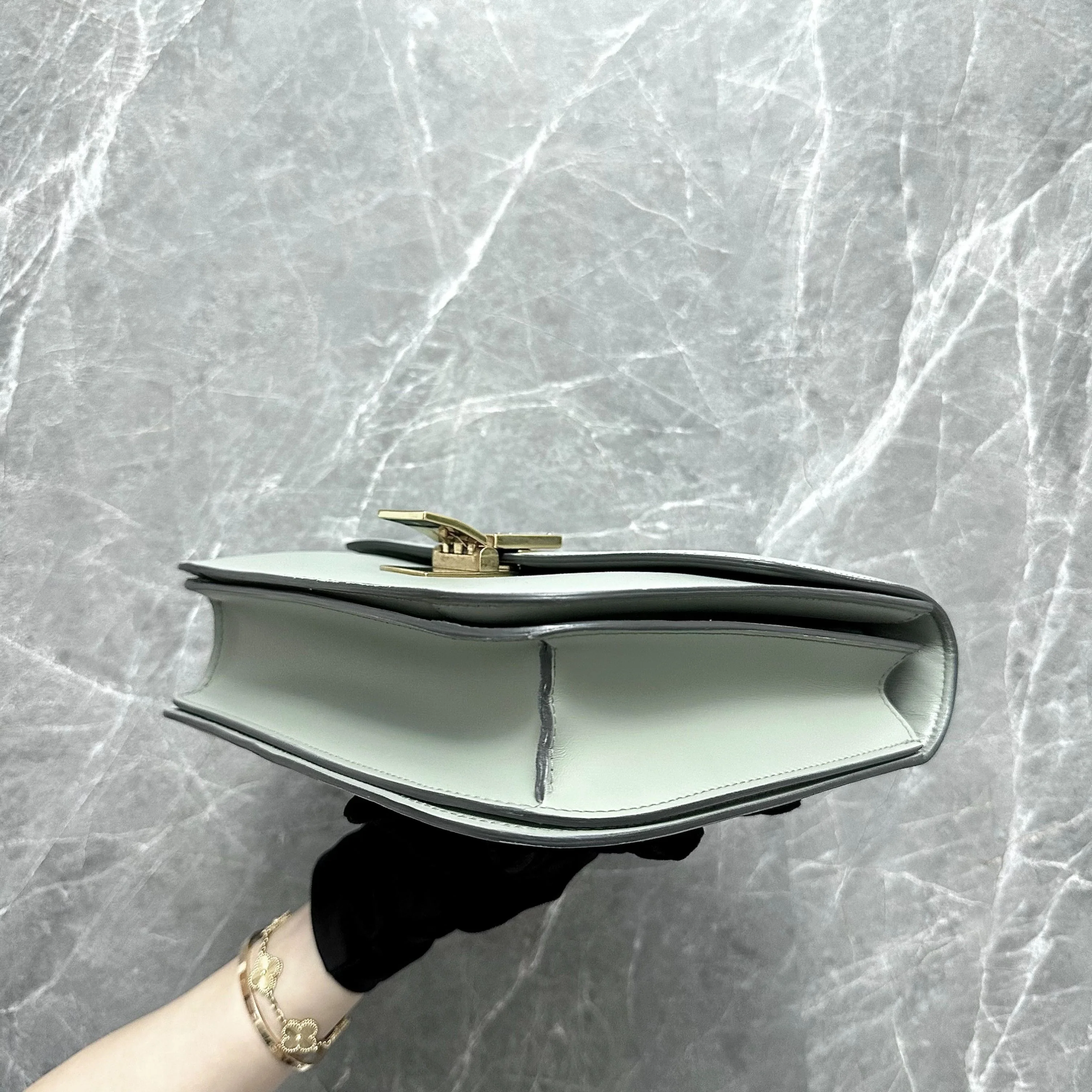 Celine Classic Box Medium Smooth Leather Grey GHW - Best Luxury Designers