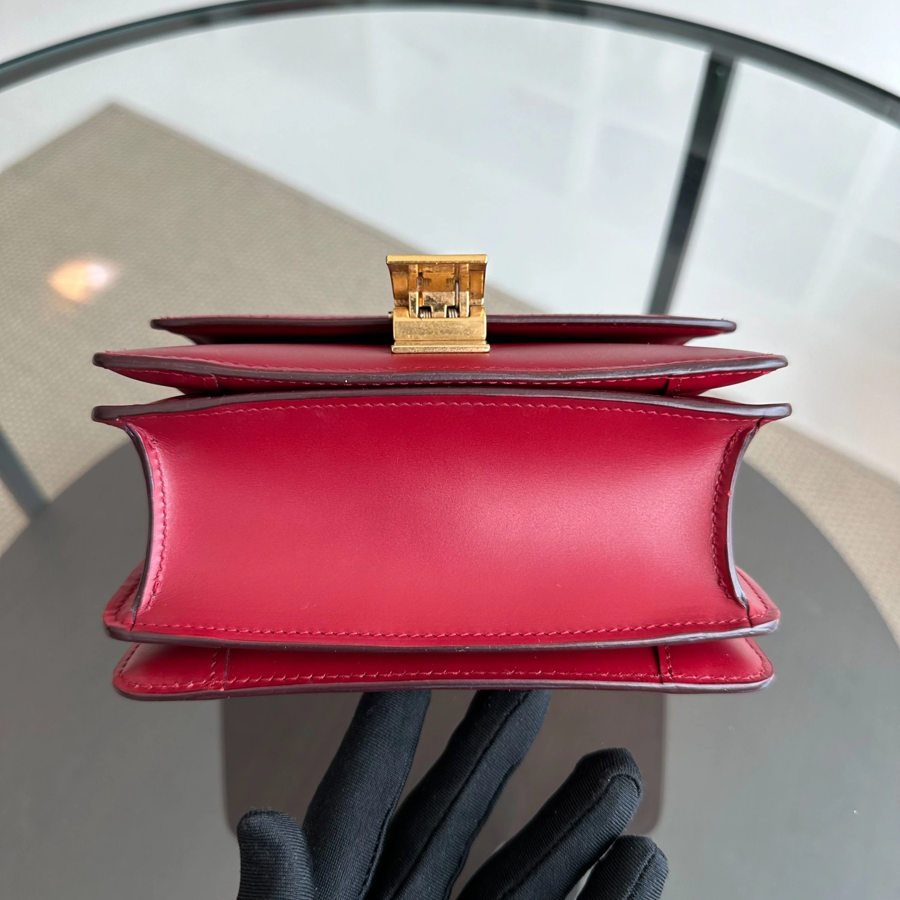 Celine Classic Box Small Smooth Calfskin Burgendy GHW - Best Luxury Designers