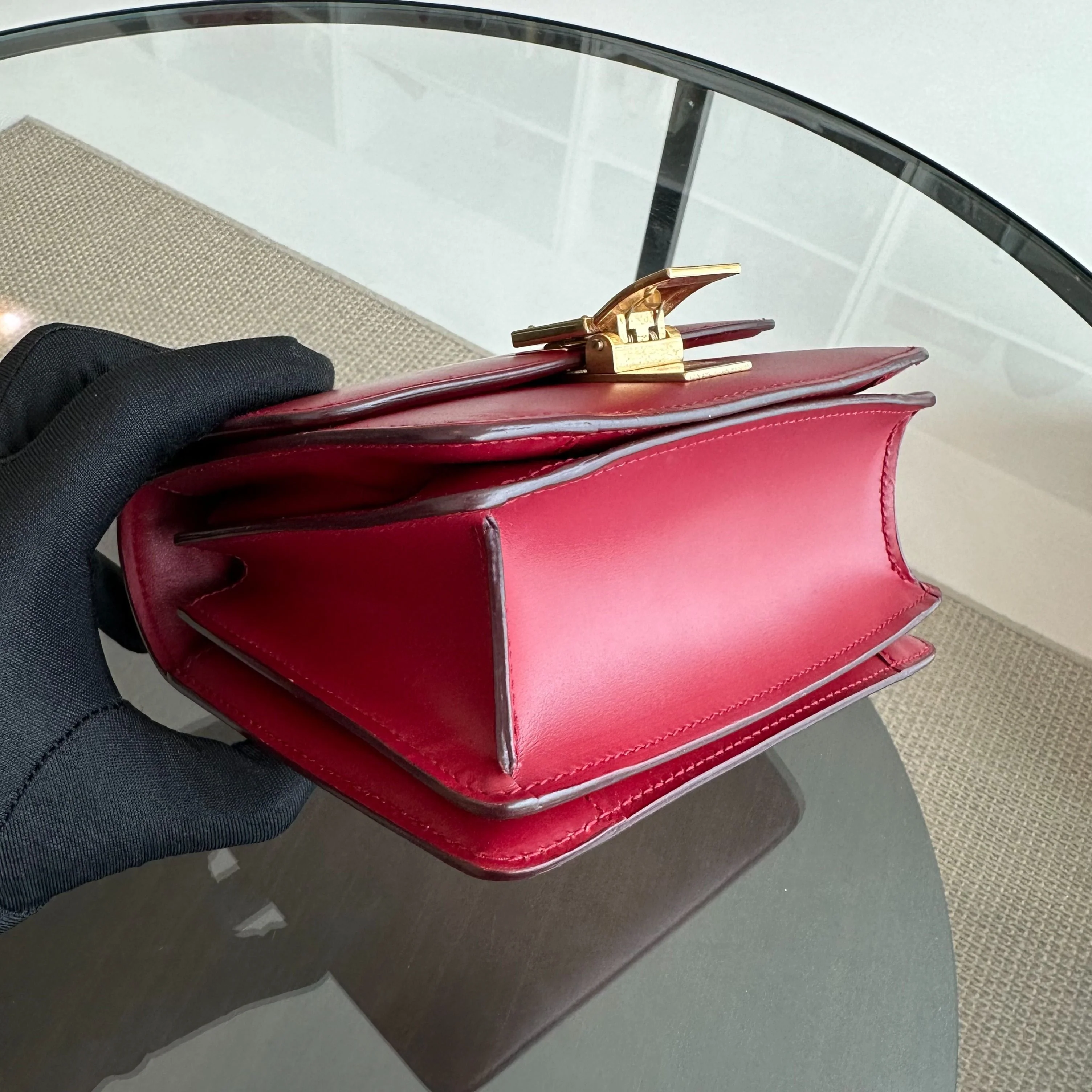 Celine Classic Box Small Smooth Calfskin Burgendy GHW - Best Luxury Designers