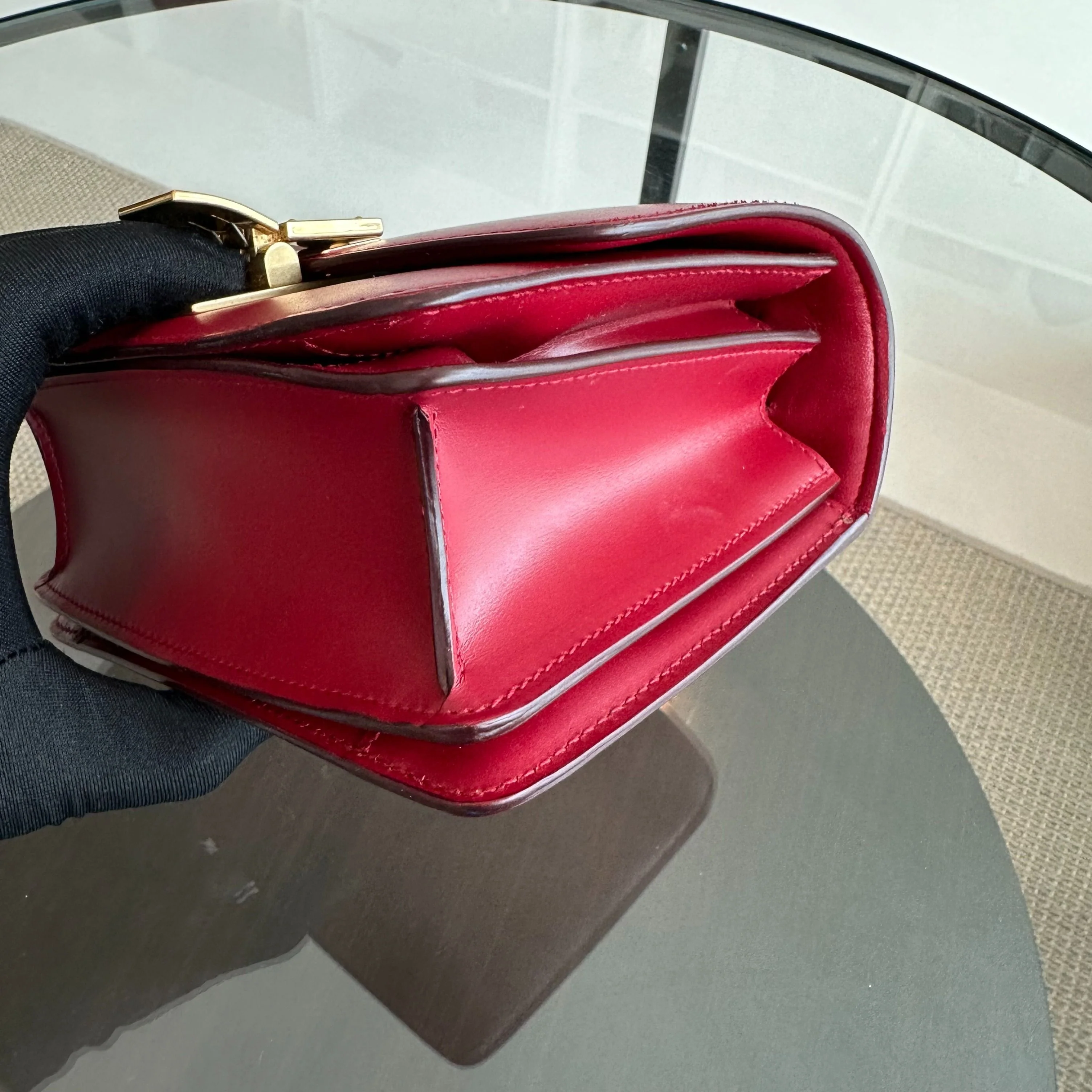 Celine Classic Box Small Smooth Calfskin Burgendy GHW - Best Luxury Designers