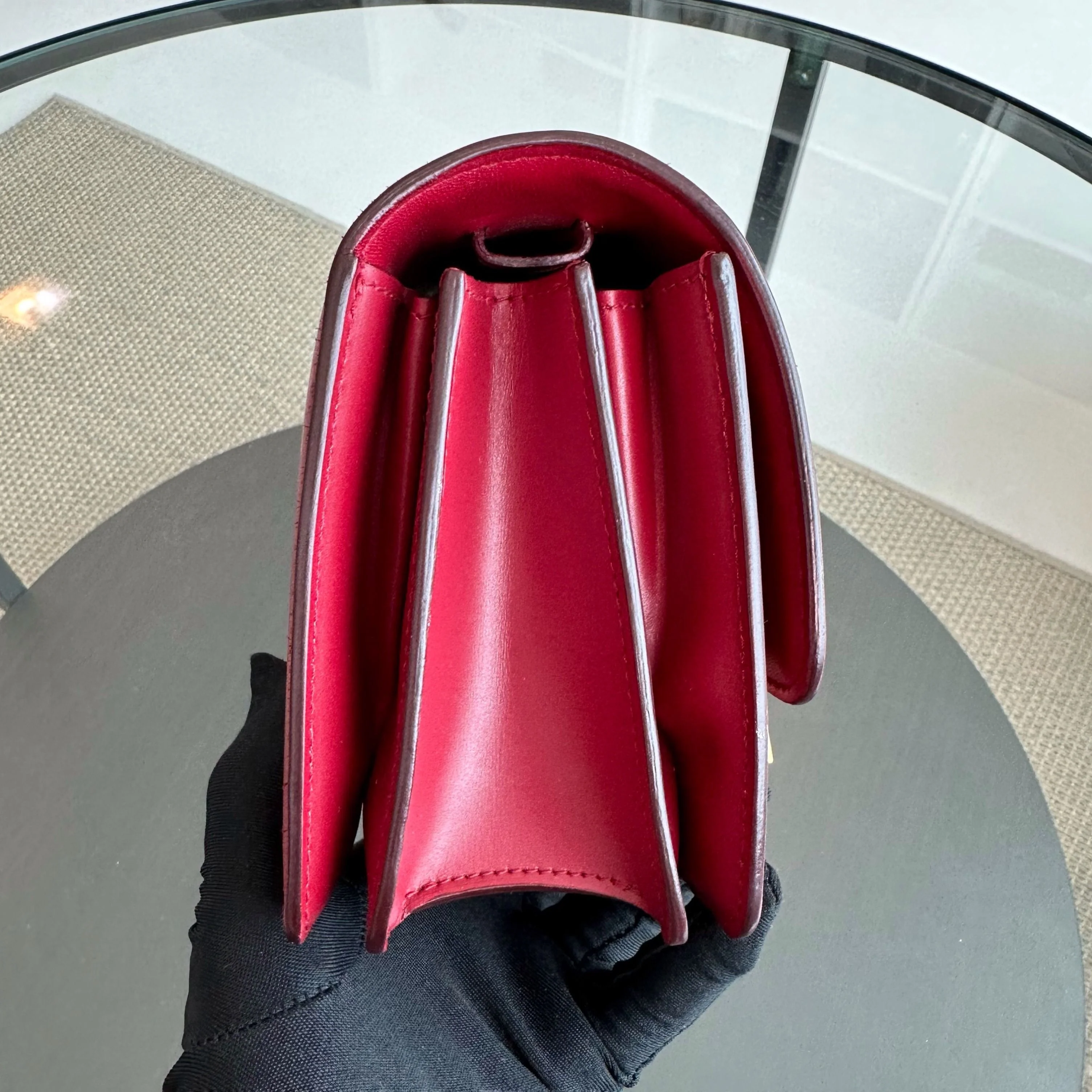 Celine Classic Box Small Smooth Calfskin Burgendy GHW - Best Luxury Designers