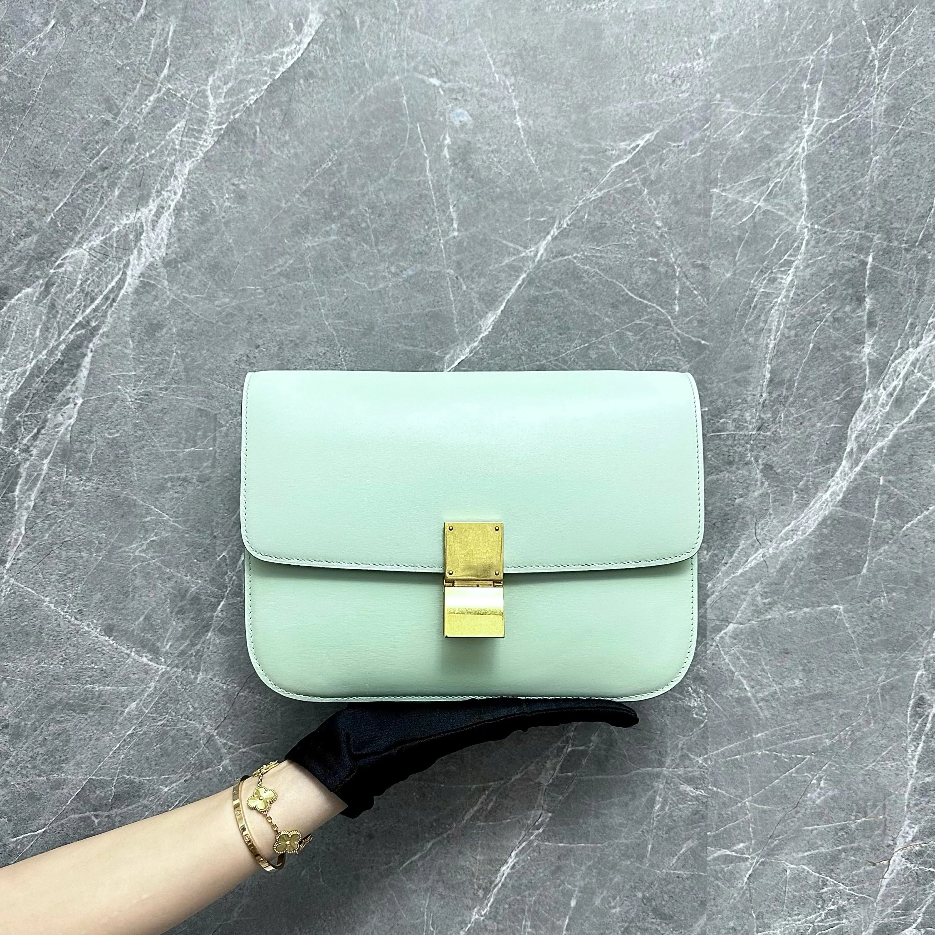 Celine Classic Box Smooth Calfskin Mint Green GHW - Best Luxury Designers