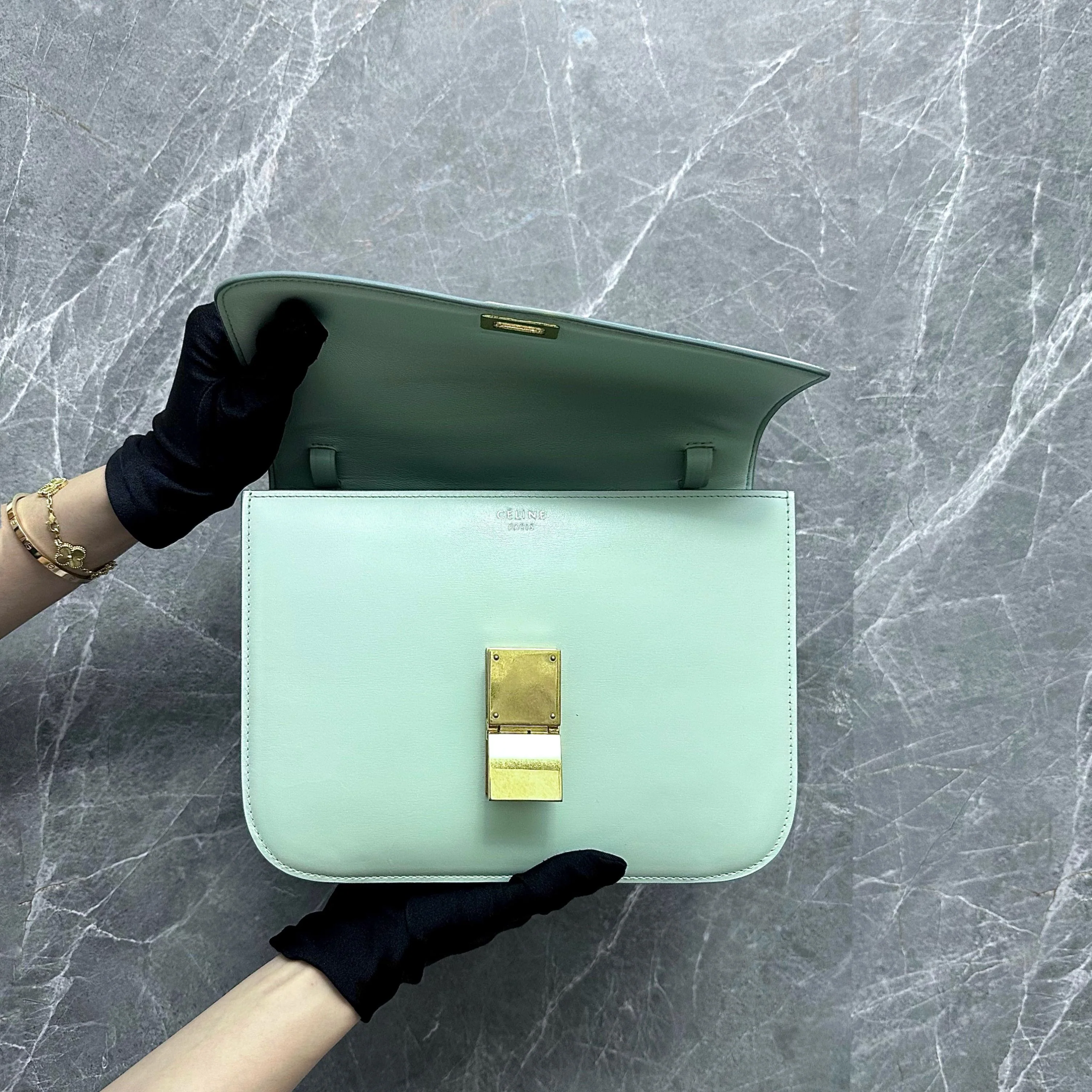 Celine Classic Box Smooth Calfskin Mint Green GHW - Best Luxury Designers