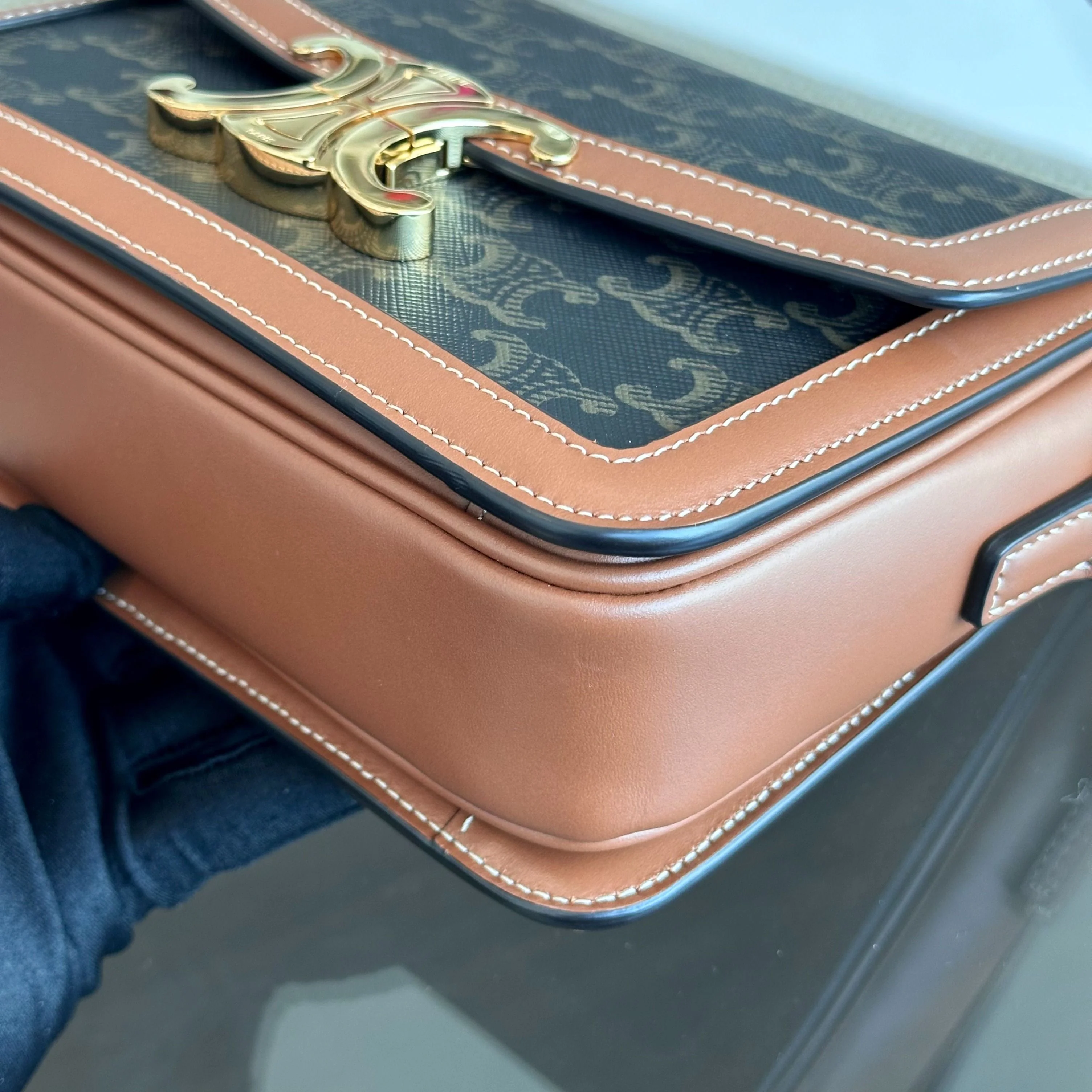 Celine Teen Triomphe in Triomphe Canvas Crossbody Bag - Best Luxury Designers