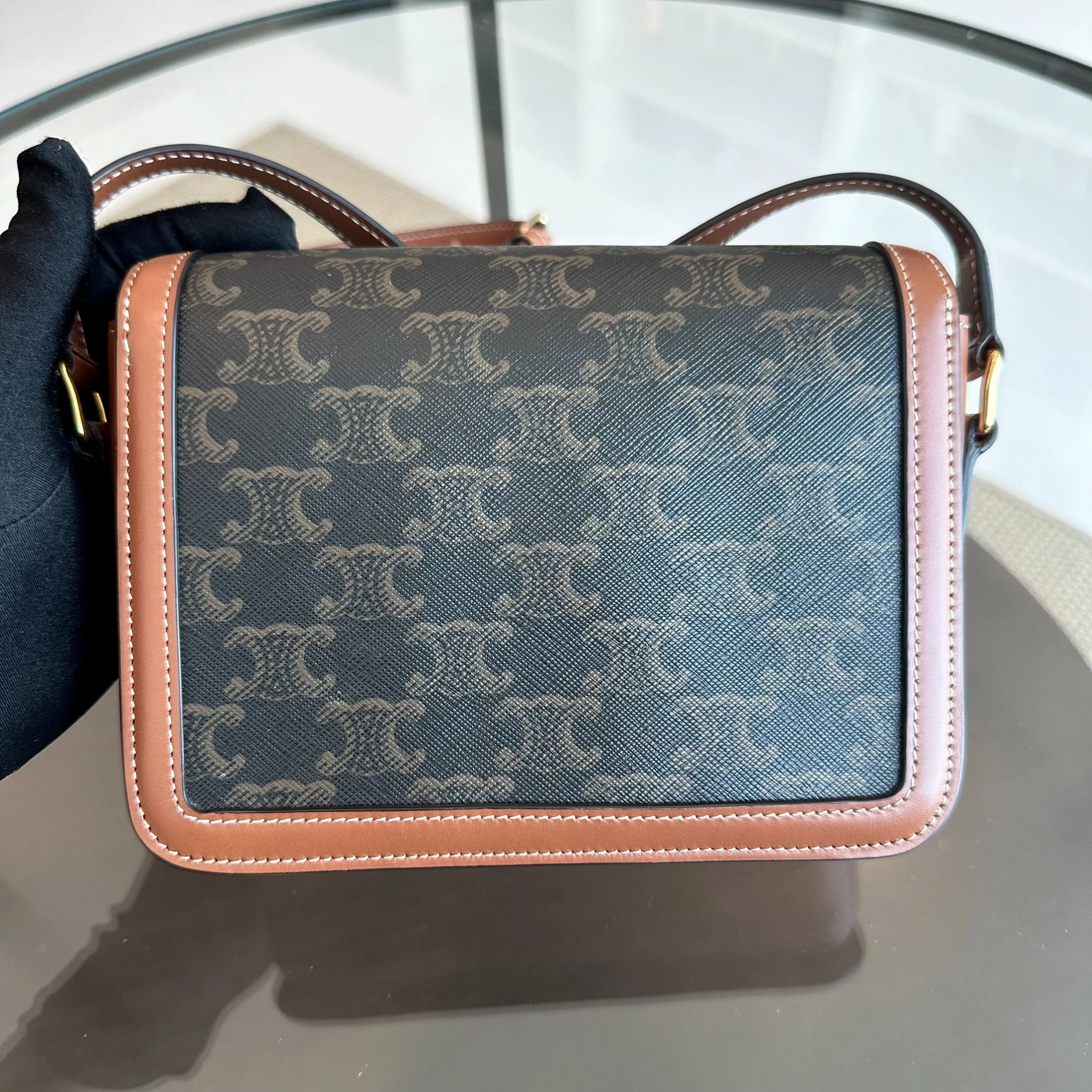 Celine Teen Triomphe in Triomphe Canvas Crossbody Bag - Best Luxury Designers