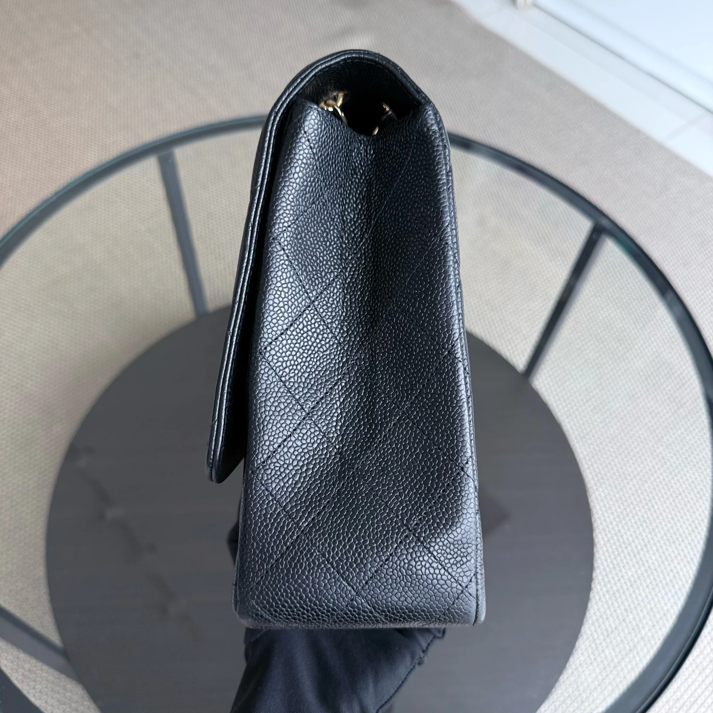Chanel Classic Flap Maxi - Caviar 33CM Single Flap Black Gold Hardware Series 13