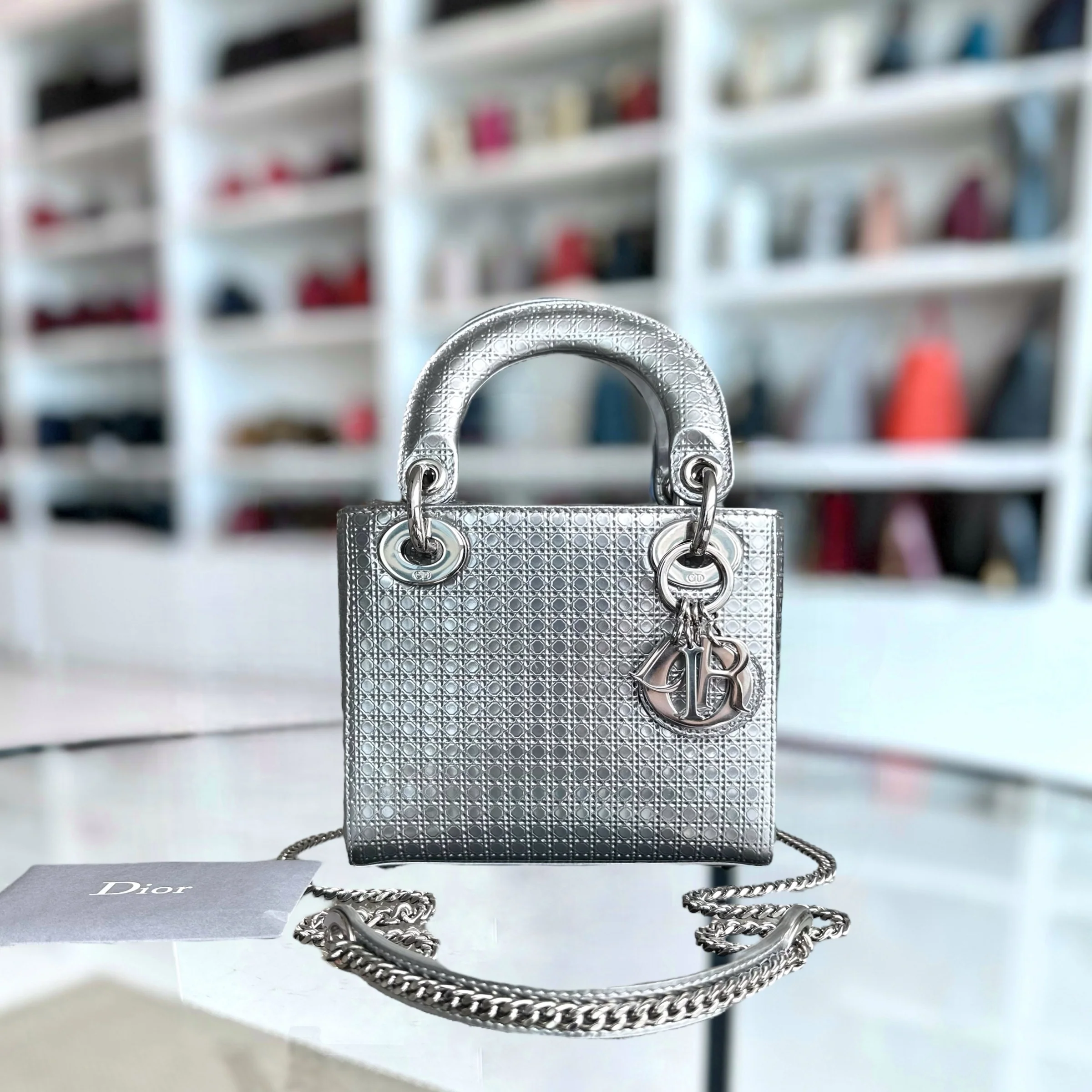 *Chain Strap* Dior Lady Mini Micro-Cannage
Silver Limited Edition SHW - Best Luxury Designers