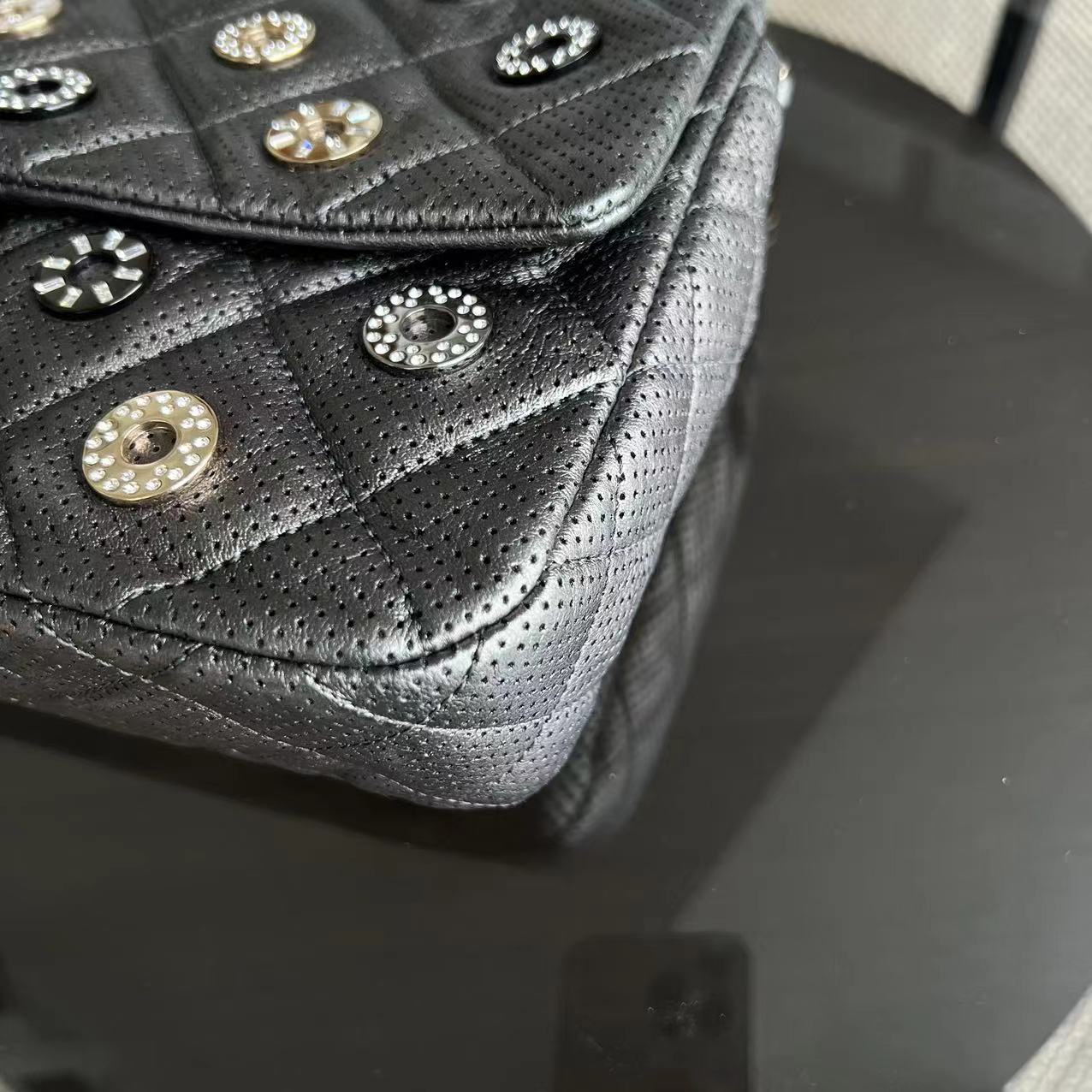 Chanel 2015 Cruise Paris-Dubai Seasonal Flap Perforated Metallic Grey Golden Hardware Series 20 - Best Luxury Designers