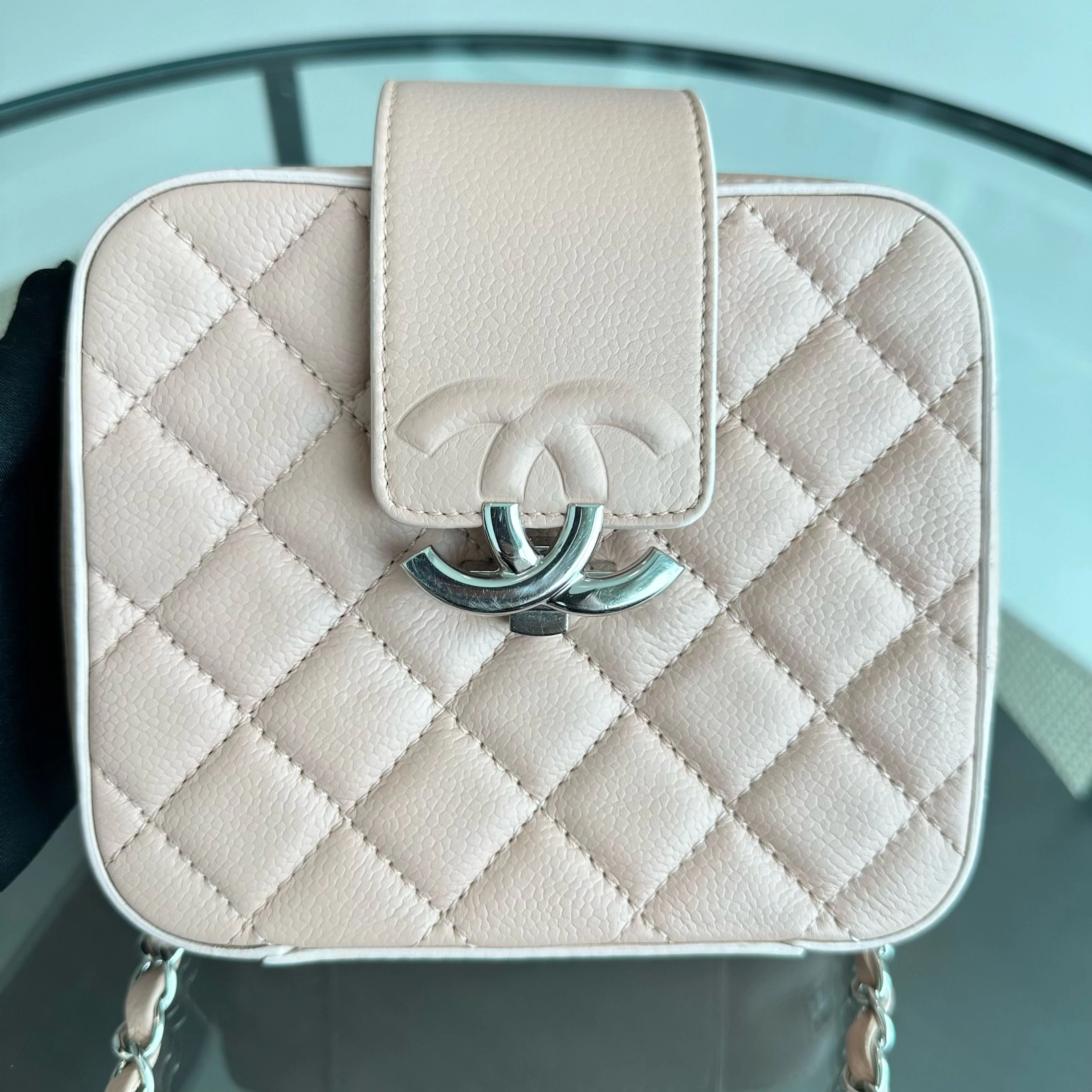 Chanel Box Camera Quilted Goatskin Beige SHW No 24 - Best Luxury Designers