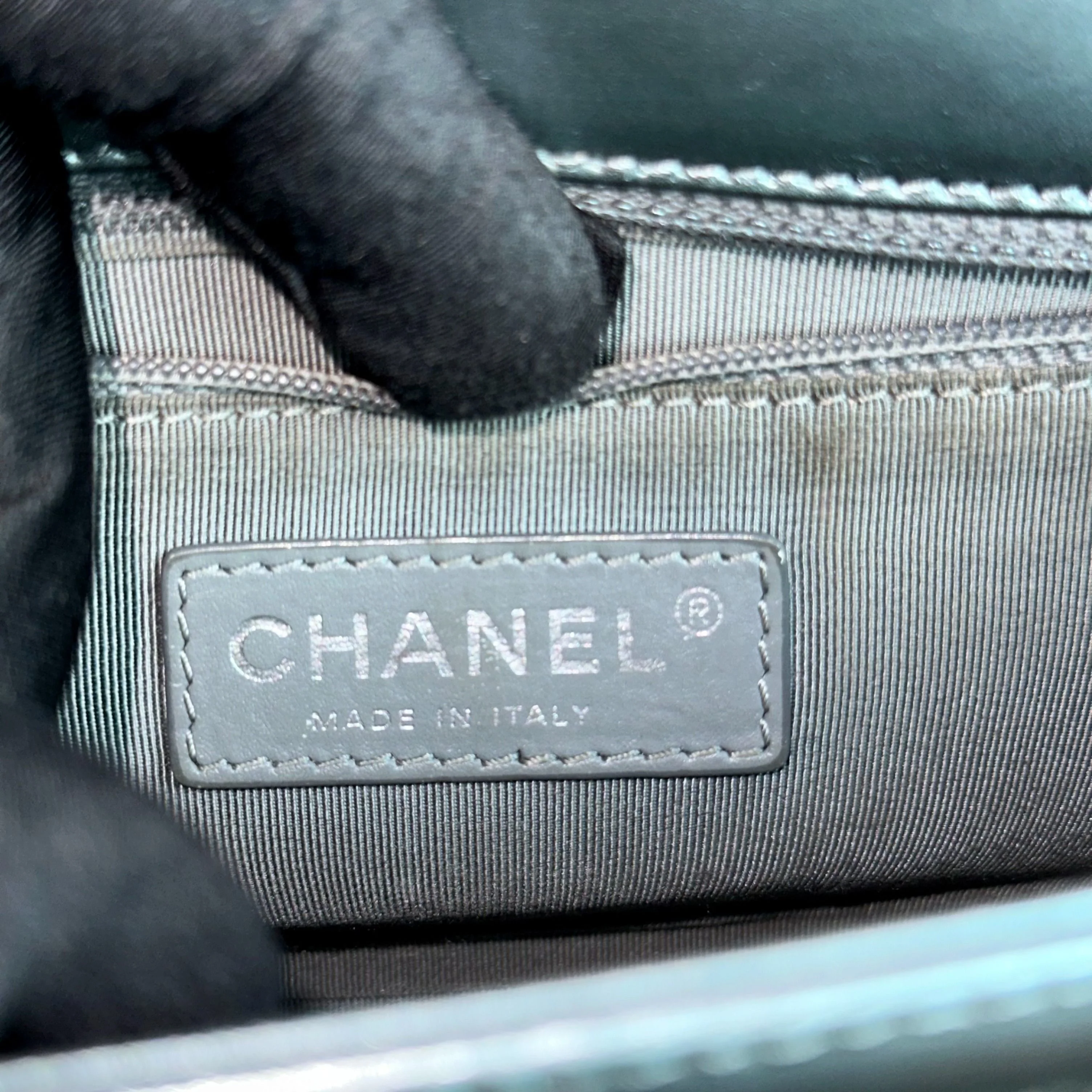 Chanel Boy Old Medium 25CM Glazed Calfskin Patent Leather Light Blue SHW No 16 - Best Luxury Designers