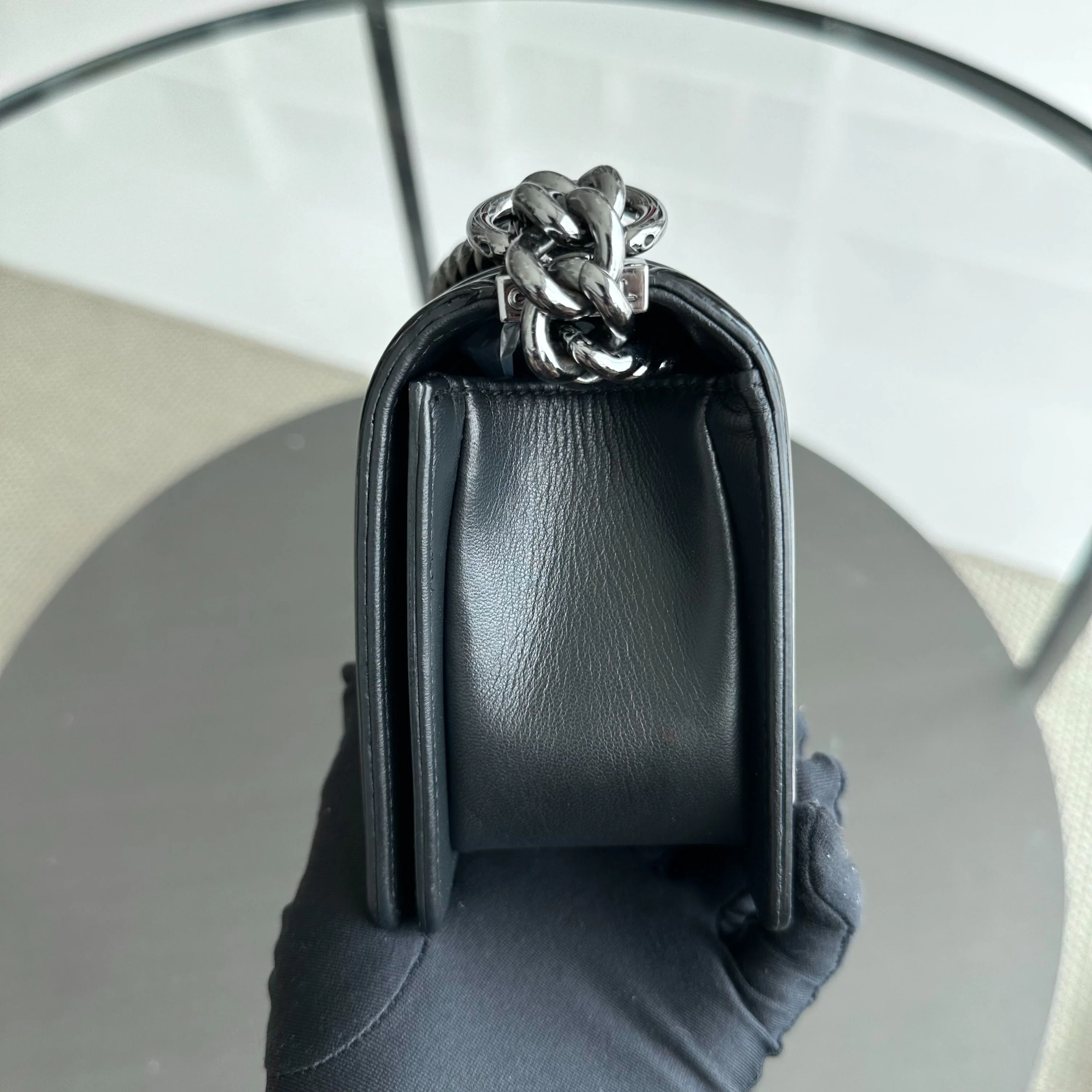 Chanel Boy Small 20CM Quilted Patent Leather Leboy Black SHW No 19 - Best Luxury Designers