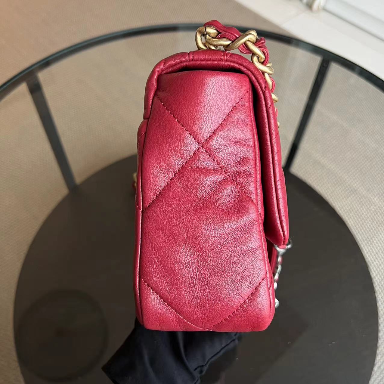Chanel C19 Goatskin Small 19 Quilted Goatskin Burgundy Dark Red GHW No 30 - Best Luxury Designers