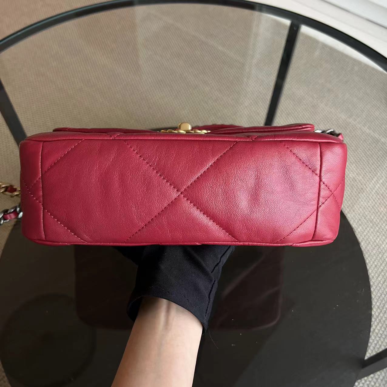 Chanel C19 Goatskin Small 19 Quilted Goatskin Burgundy Dark Red GHW No 30 - Best Luxury Designers