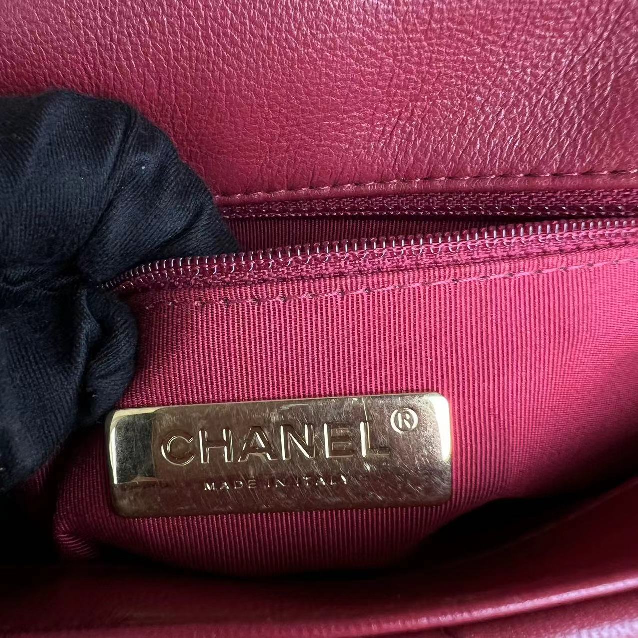 Chanel C19 Goatskin Small 19 Quilted Goatskin Burgundy Dark Red GHW No 30 - Best Luxury Designers