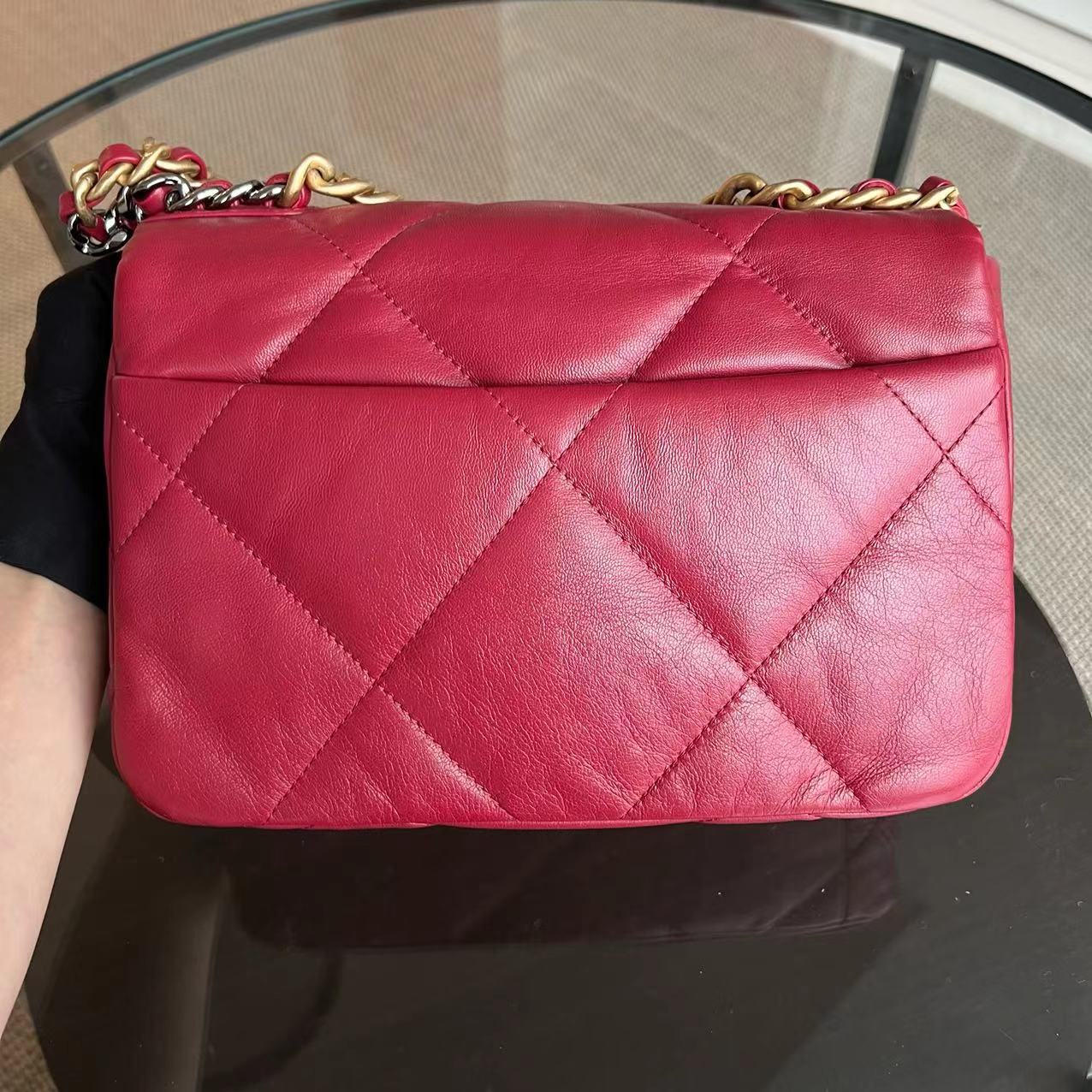 Chanel C19 Goatskin Small 19 Quilted Goatskin Burgundy Dark Red GHW No 30 - Best Luxury Designers