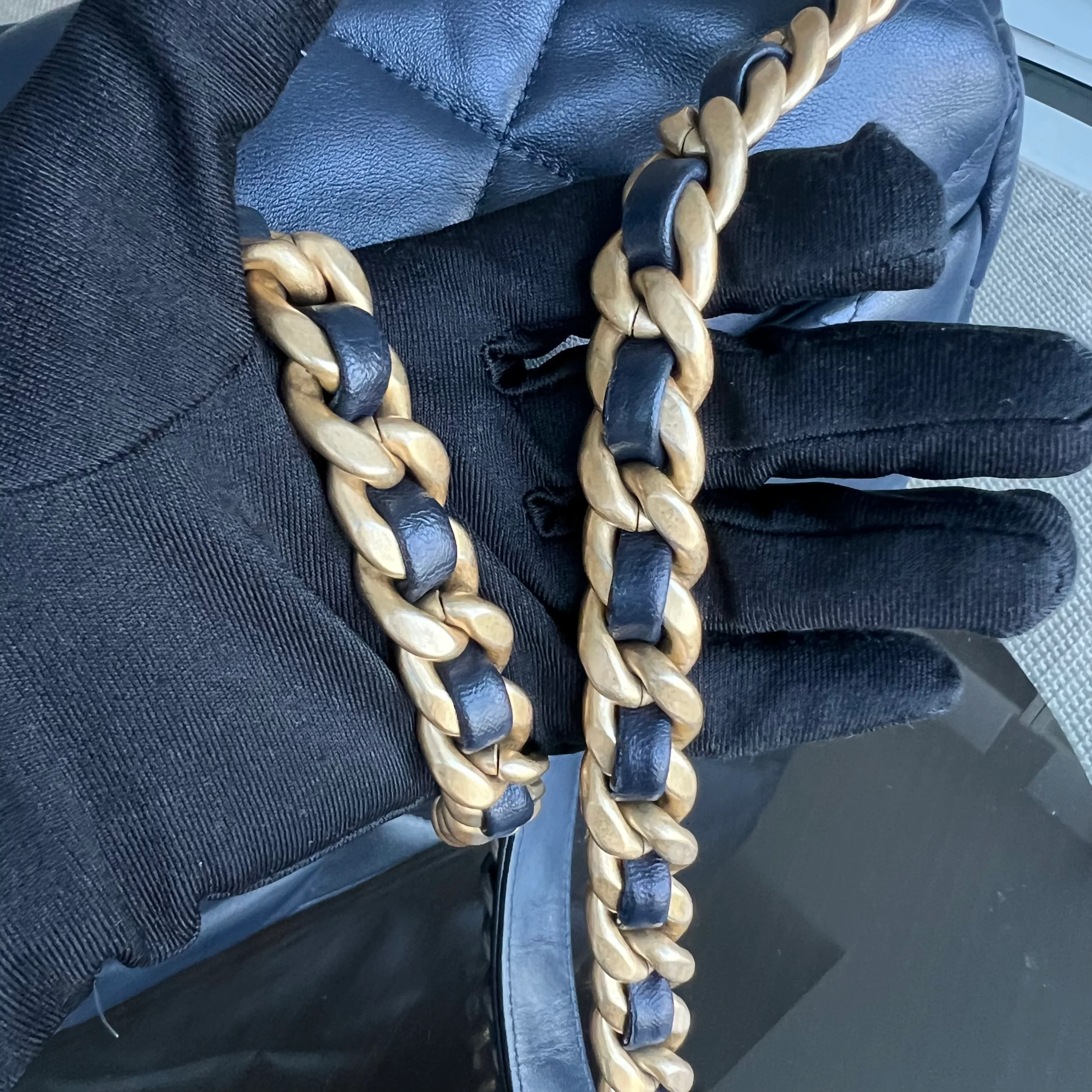 Chanel C19 Medium 19 Bag Quilted Goatskin Midnight Dark Blue Two-Tone Golden Hardware Series 30 - Best Luxury Designers