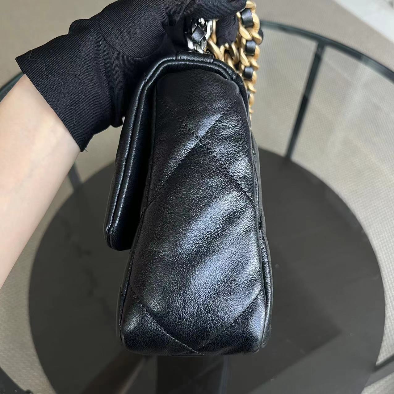 Chanel C19 Small 19 Bag Quilted Goatskin Black Two-Tone Hardware Series 30 - Best Luxury Designers