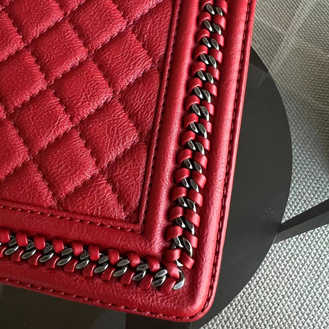 Chanel Calfskin Boy Handle New Medium 28CM Quilted Leboy Palladium Silver Hardware Series 23 - Best Luxury Designers