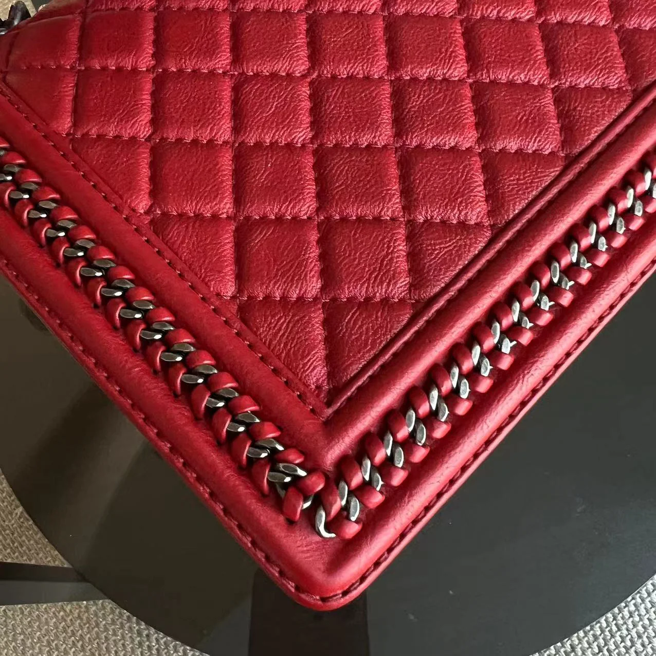 Chanel Calfskin Boy Handle New Medium 28CM Quilted Leboy Palladium Silver Hardware Series 23 - Best Luxury Designers