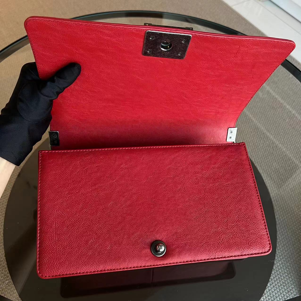 Chanel Calfskin Boy Handle New Medium 28CM Quilted Leboy Palladium Silver Hardware Series 23 - Best Luxury Designers