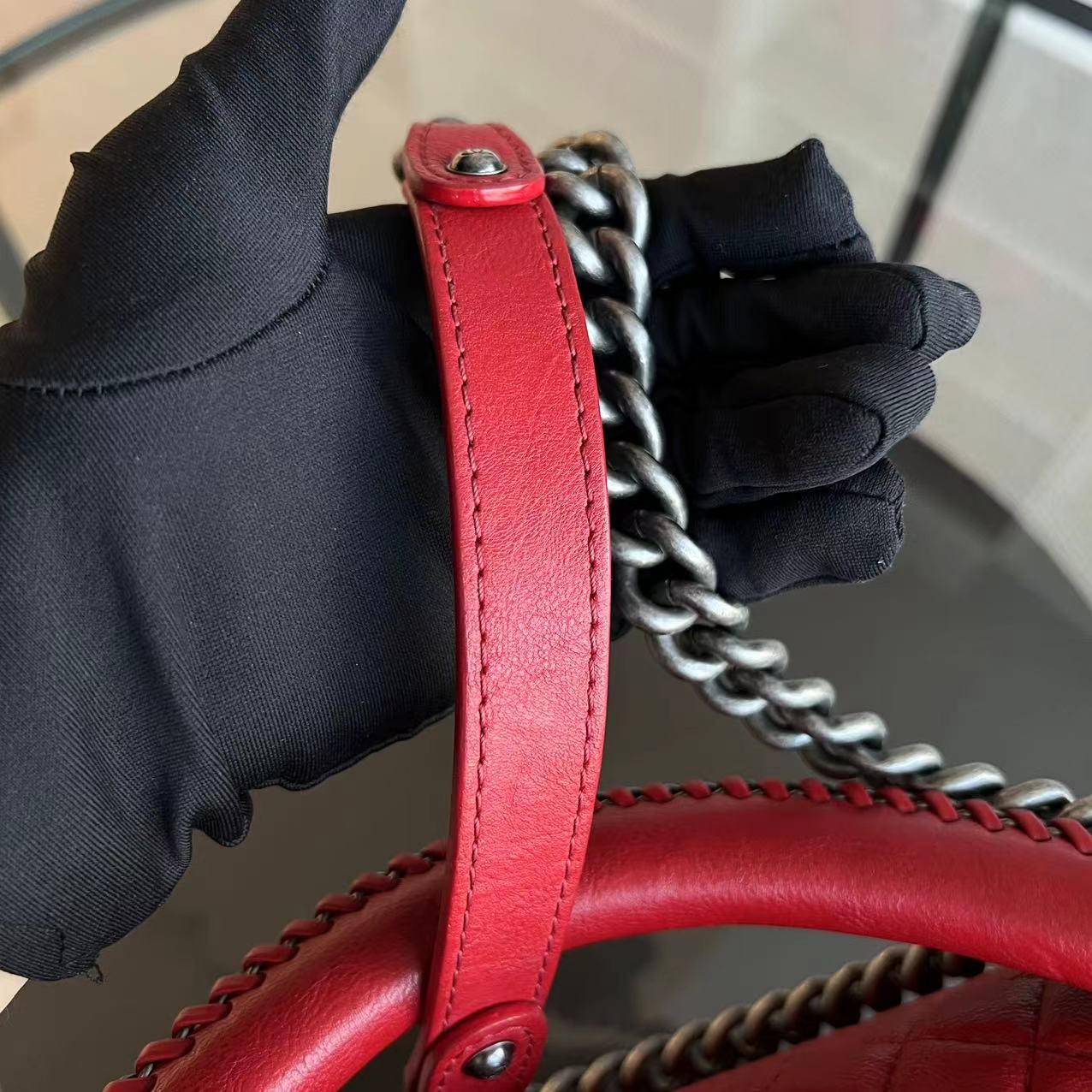 Chanel Calfskin Boy Handle New Medium 28CM Quilted Leboy Palladium Silver Hardware Series 23 - Best Luxury Designers