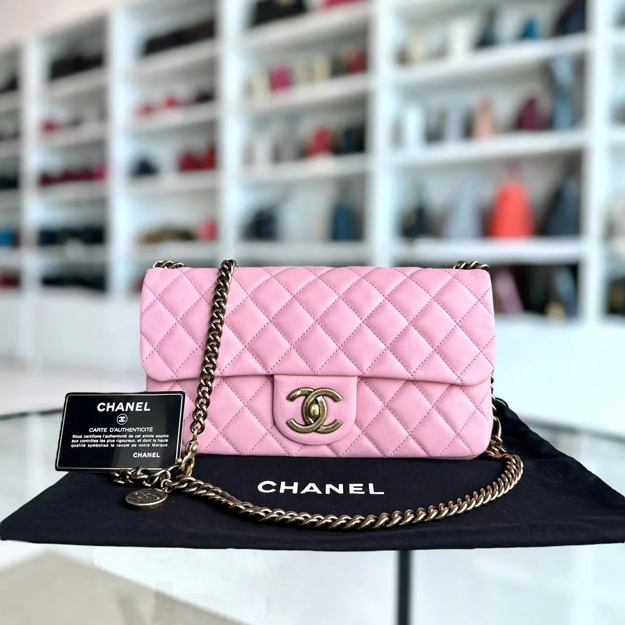 Chanel Calfskin CC Seasonal Flap Zipped Single Flap Quilted Pink Golden Hardware Series 18 - Best Luxury Designers