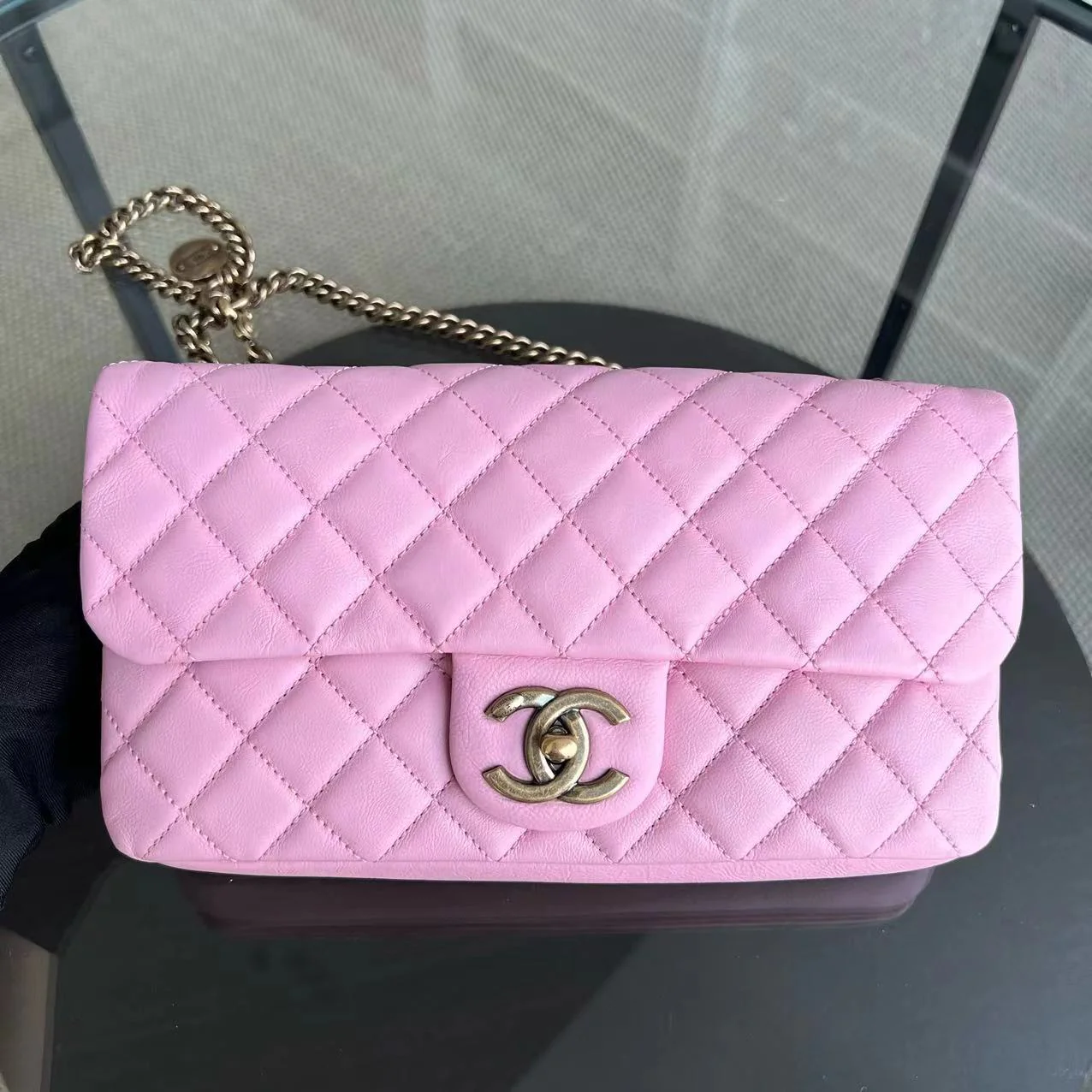 Chanel Calfskin CC Seasonal Flap Zipped Single Flap Quilted Pink Golden Hardware Series 18 - Best Luxury Designers