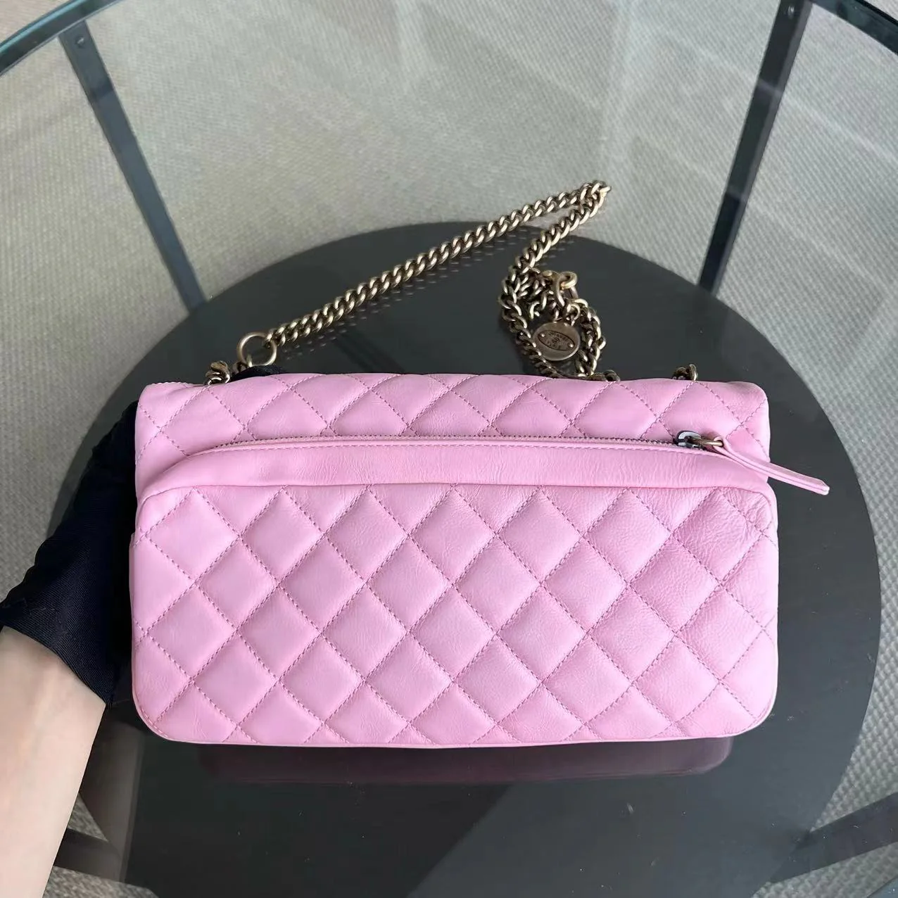 Chanel Calfskin CC Seasonal Flap Zipped Single Flap Quilted Pink Golden Hardware Series 18 - Best Luxury Designers