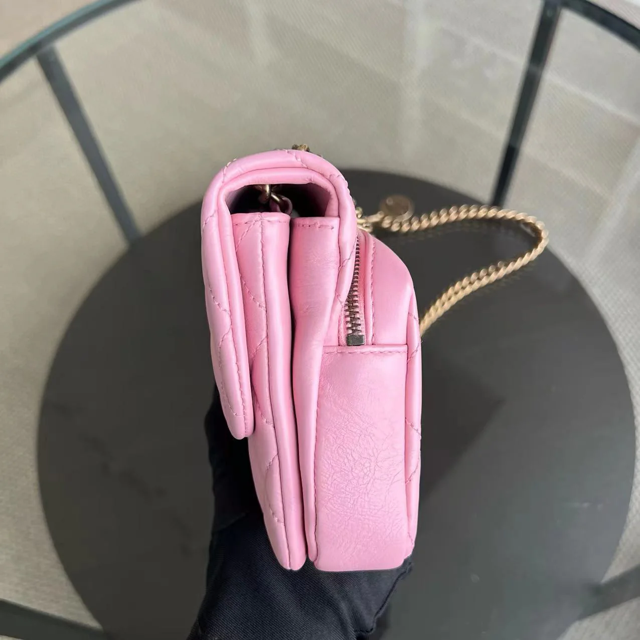 Chanel Calfskin CC Seasonal Flap Zipped Single Flap Quilted Pink Golden Hardware Series 18 - Best Luxury Designers