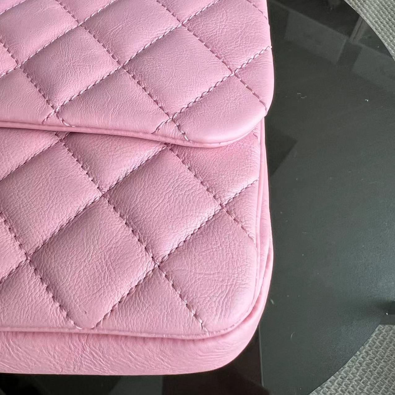 Chanel Calfskin CC Seasonal Flap Zipped Single Flap Quilted Pink Golden Hardware Series 18 - Best Luxury Designers