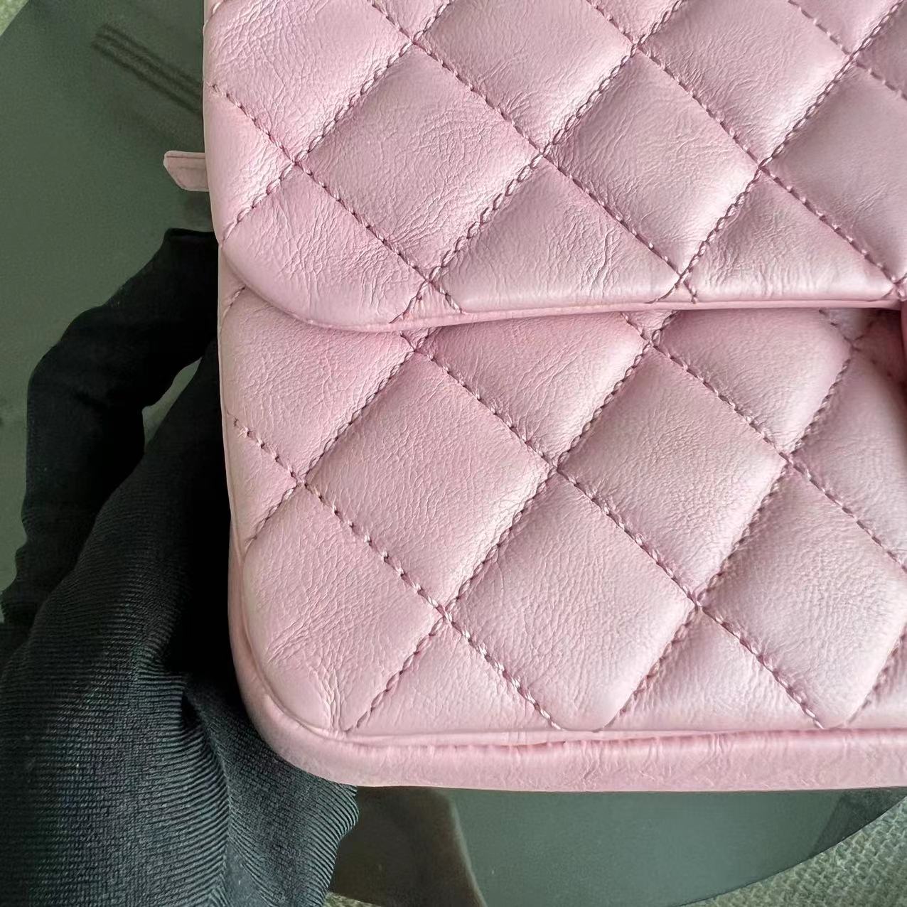 Chanel Calfskin CC Seasonal Flap Zipped Single Flap Quilted Pink Golden Hardware Series 18 - Best Luxury Designers