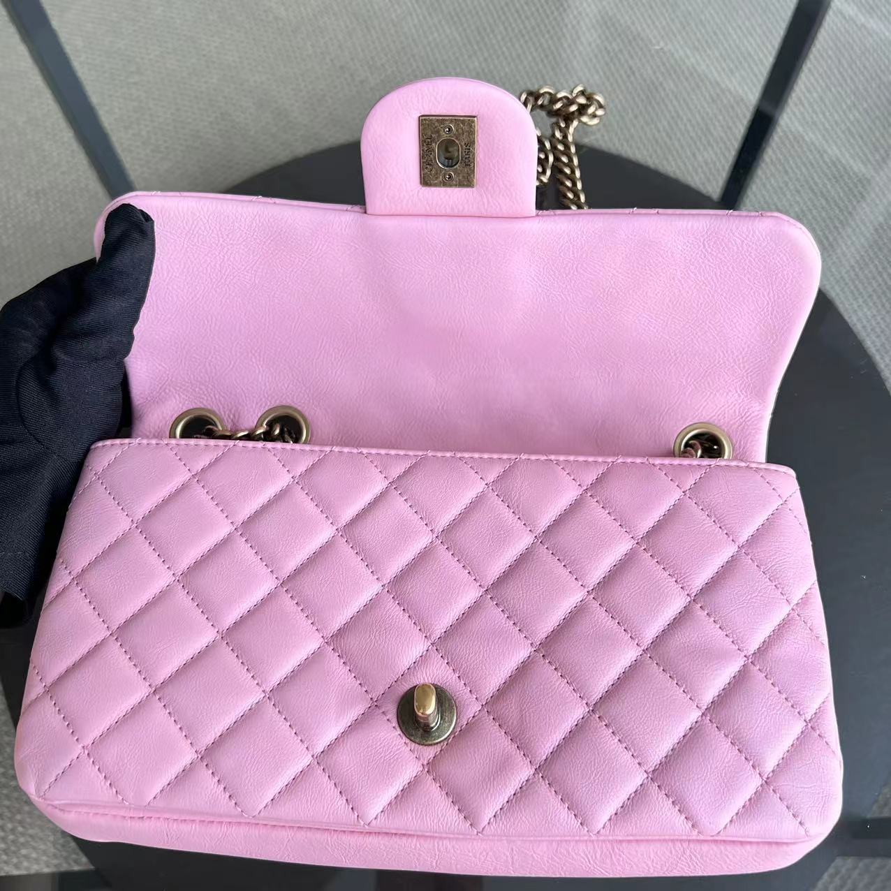 Chanel Calfskin CC Seasonal Flap Zipped Single Flap Quilted Pink Golden Hardware Series 18 - Best Luxury Designers