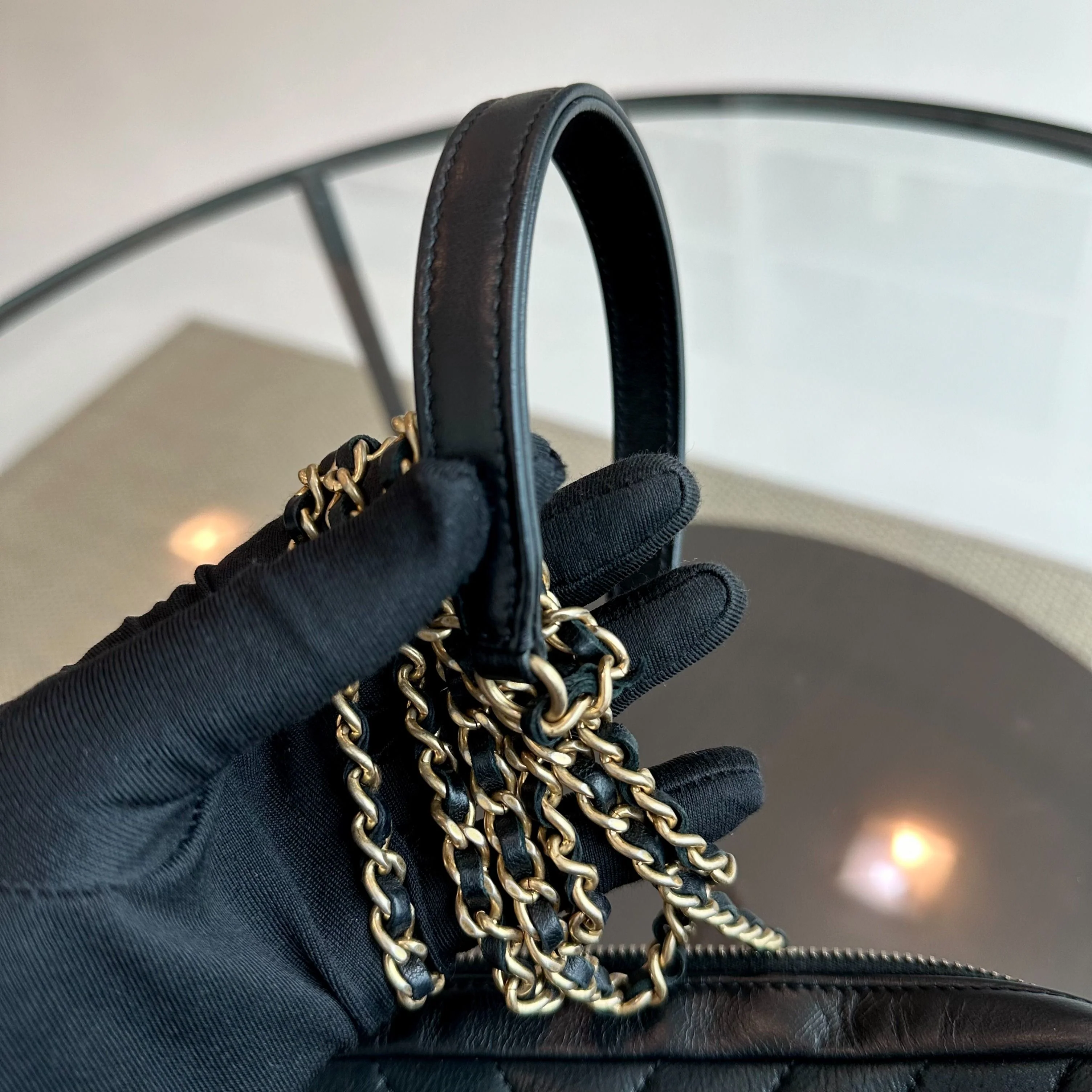 Chanel Camera Chevron Calfskin Small Black Shoulder Bag No 21 - Best Luxury Designers