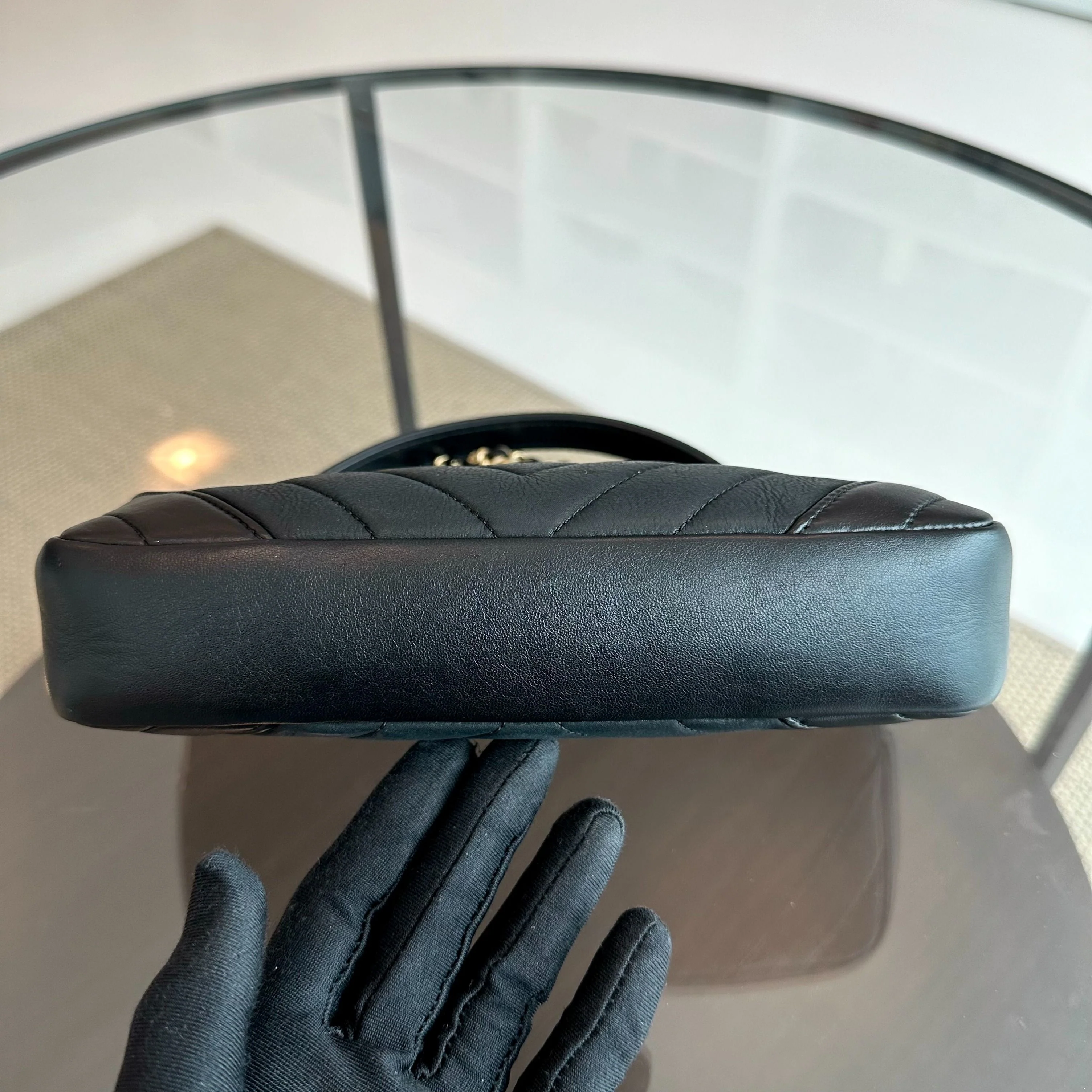 Chanel Camera Chevron Calfskin Small Black Shoulder Bag No 21 - Best Luxury Designers