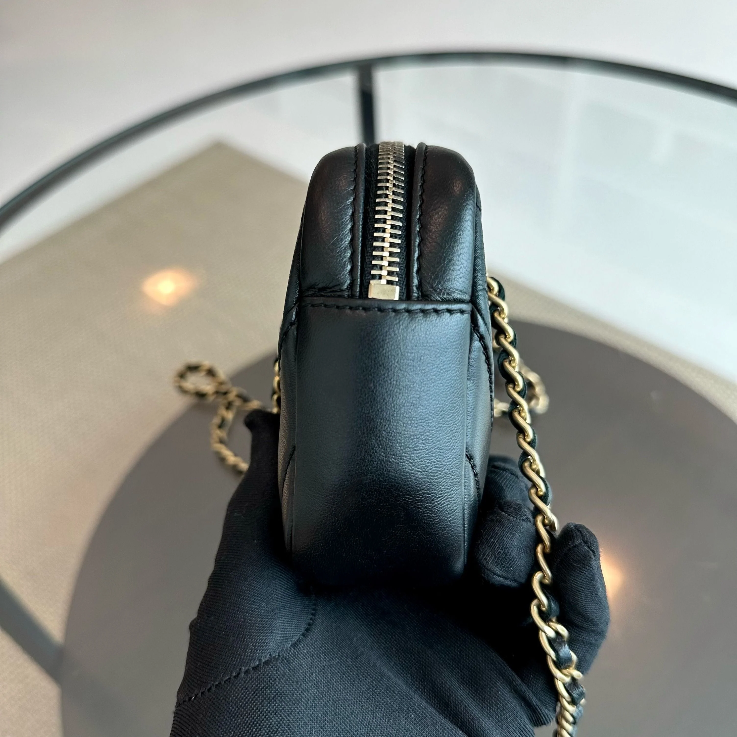 Chanel Camera Chevron Calfskin Small Black Shoulder Bag No 21 - Best Luxury Designers