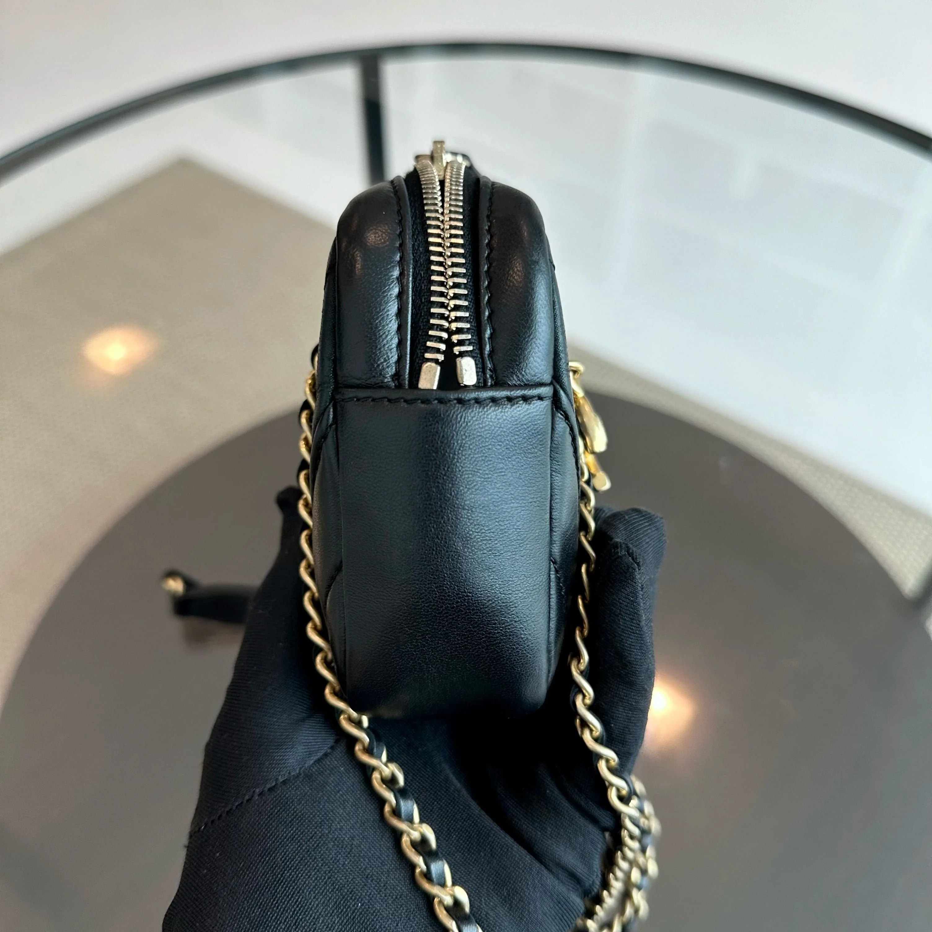 Chanel Camera Chevron Calfskin Small Black Shoulder Bag No 21 - Best Luxury Designers