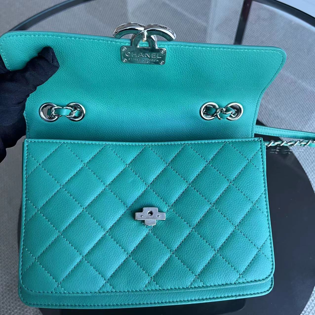 Chanel Caviar 25CM 2017 Urban Handle Quilted Grained Calfskin Green Blue Silver Hardware Series 23 - Best Luxury Designers