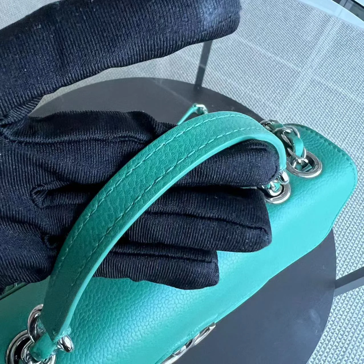 Chanel Caviar 25CM 2017 Urban Handle Quilted Grained Calfskin Green Blue Silver Hardware Series 23 - Best Luxury Designers