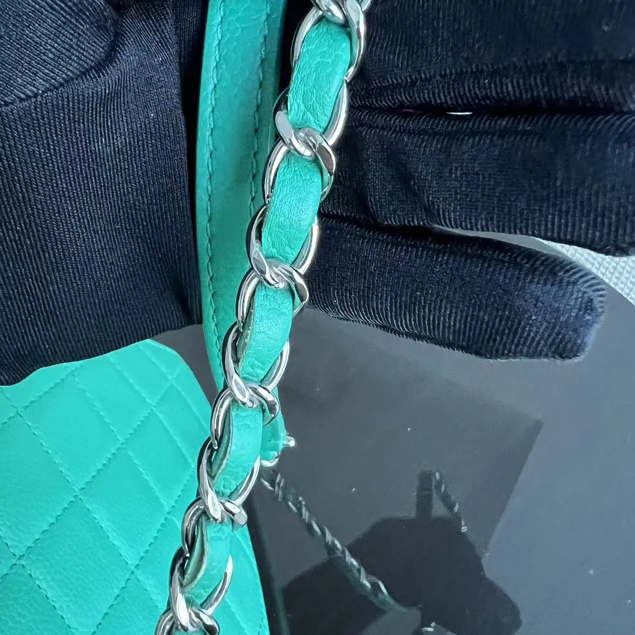 Chanel Caviar 25CM 2017 Urban Handle Quilted Grained Calfskin Green Blue Silver Hardware Series 23 - Best Luxury Designers