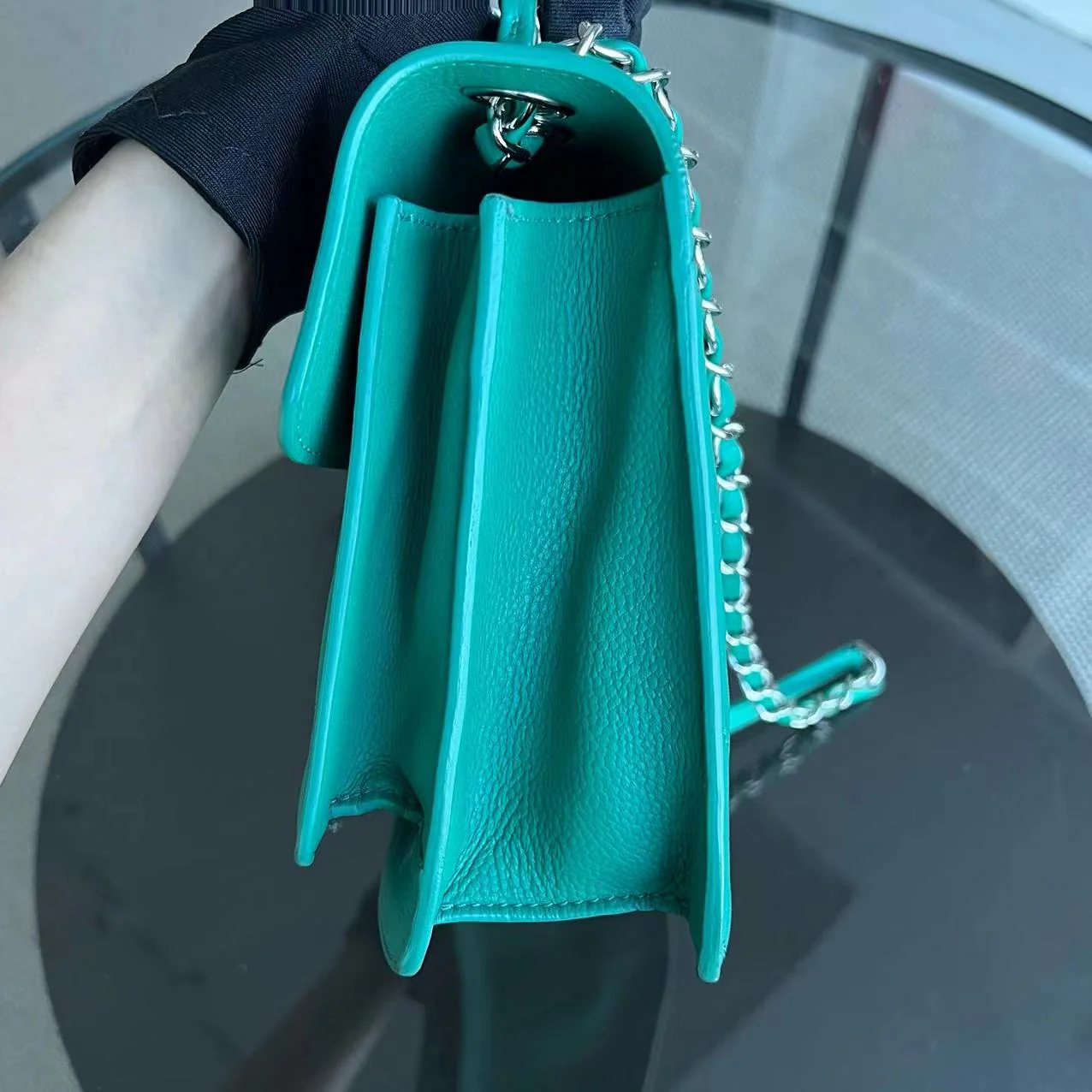 Chanel Caviar 25CM 2017 Urban Handle Quilted Grained Calfskin Green Blue Silver Hardware Series 23 - Best Luxury Designers