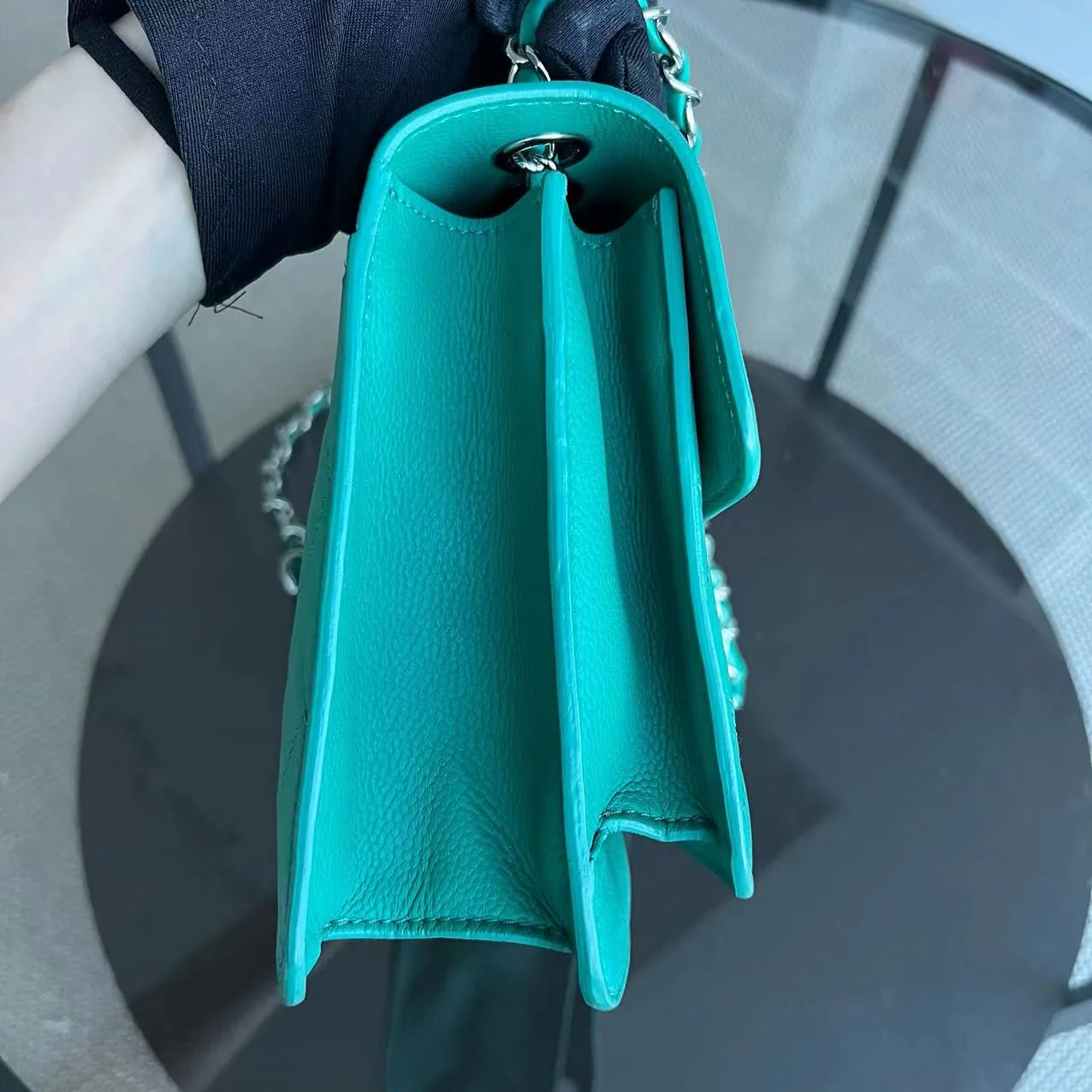 Chanel Caviar 25CM 2017 Urban Handle Quilted Grained Calfskin Green Blue Silver Hardware Series 23 - Best Luxury Designers