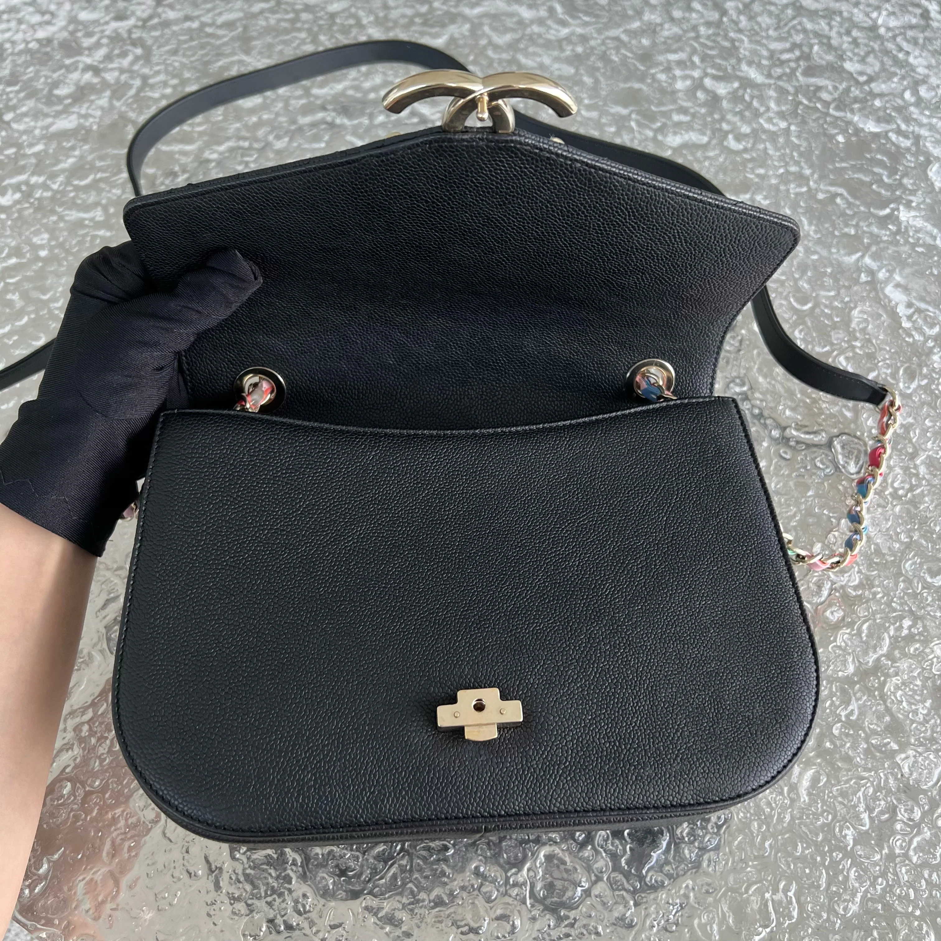 Chanel Caviar Coco Curve Cuba Thread Around Grained Calfskin Black Golden Hardware Series 23 - Best Luxury Designers