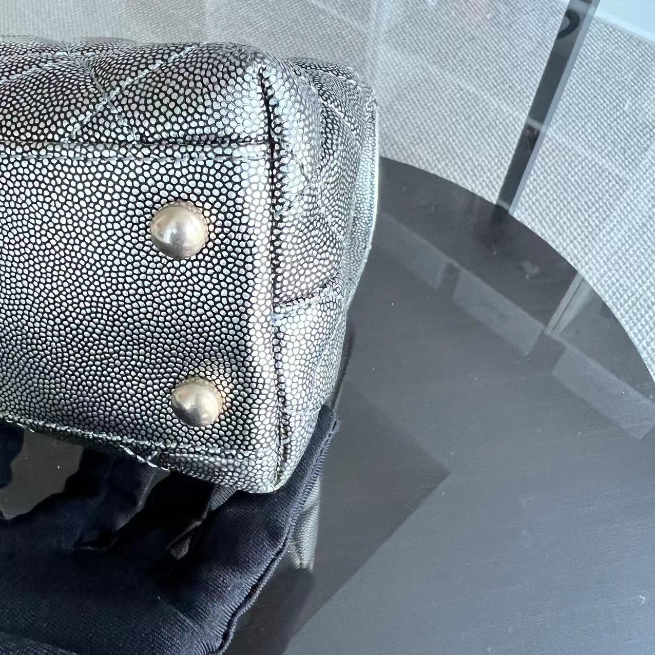 Chanel Caviar Coco Handle Small Grained Calfskin Metallic Silver Golden Hardware Series 28 - Best Luxury Designers