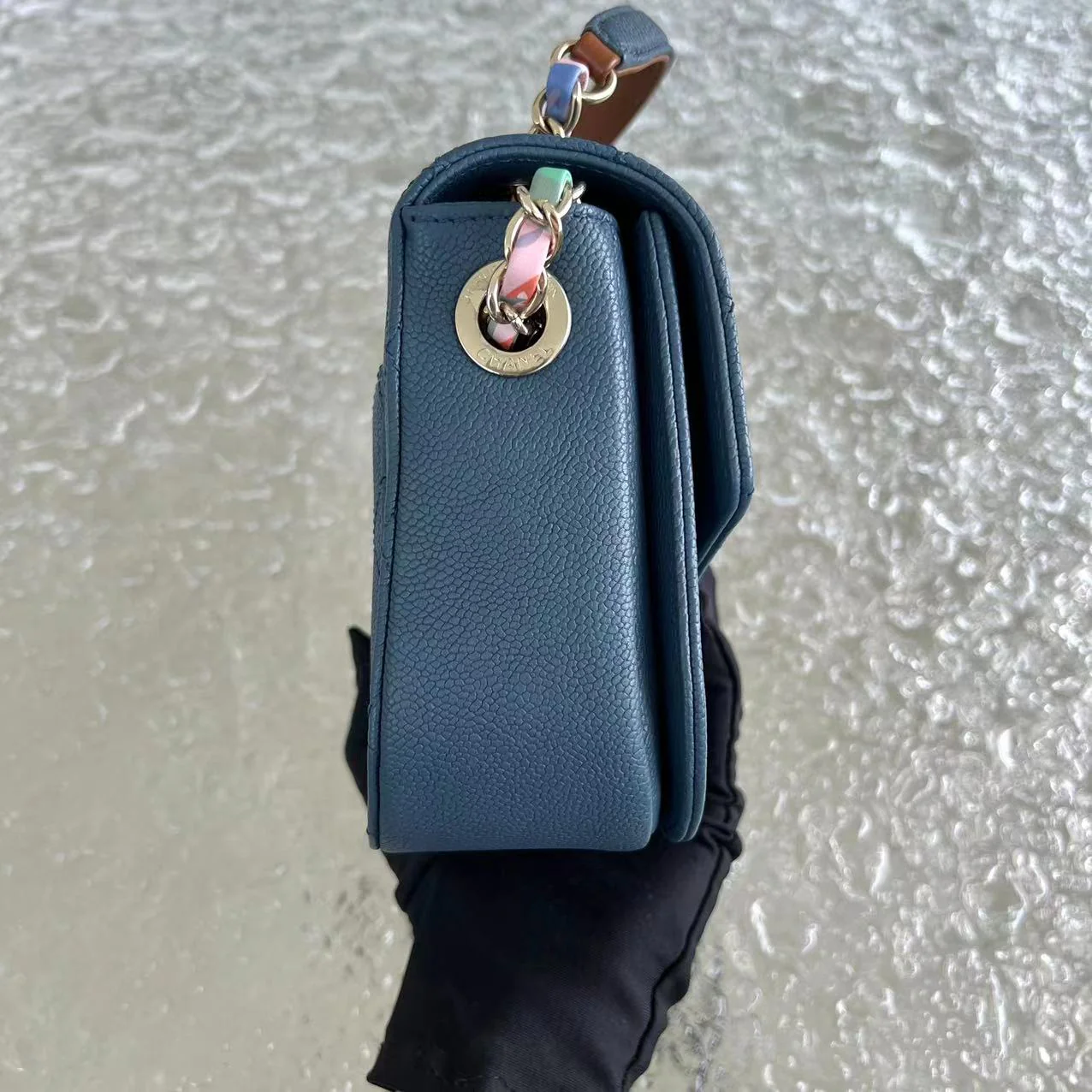 Chanel Caviar Cuba Medium Coco Curve Quilted Grained Calfskin Blue Cross Body Golden Hardware Series 23 - Best Luxury Designers