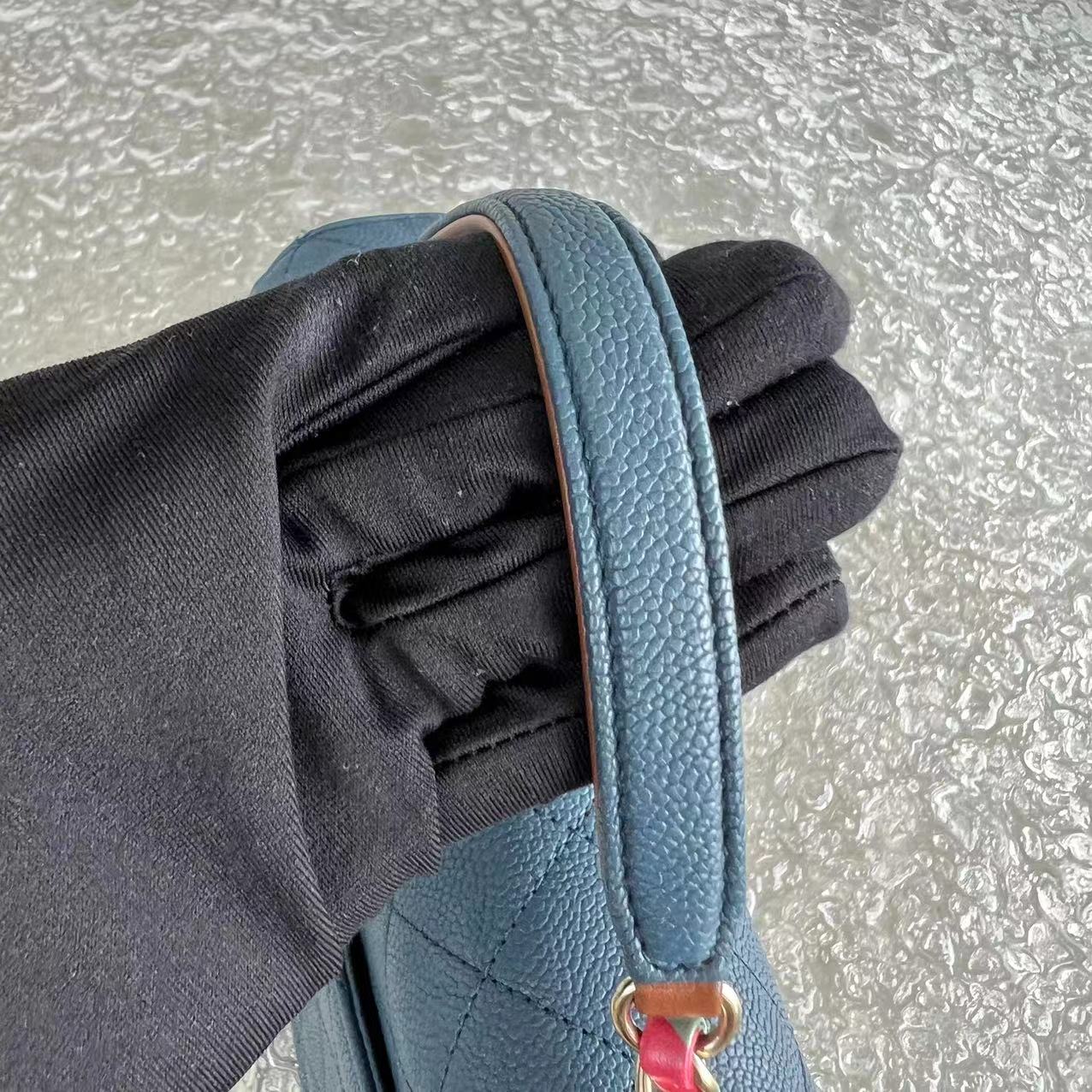 Chanel Caviar Cuba Medium Coco Curve Quilted Grained Calfskin Blue Cross Body Golden Hardware Series 23 - Best Luxury Designers