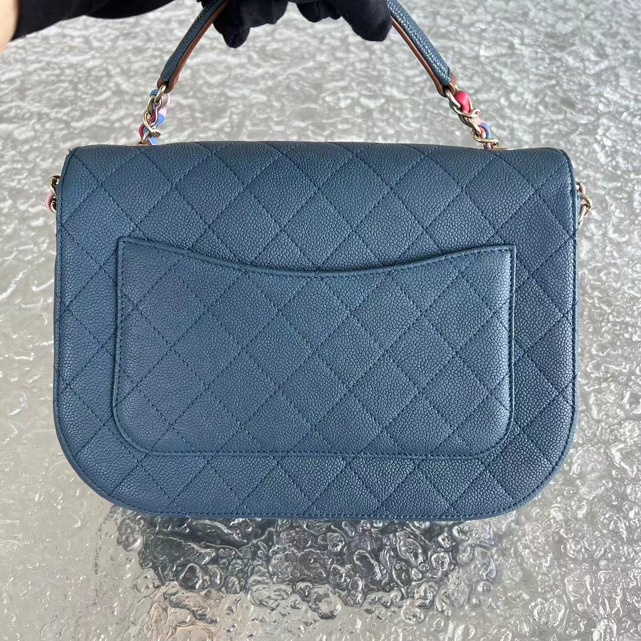 Chanel Caviar Cuba Medium Coco Curve Quilted Grained Calfskin Blue Cross Body Golden Hardware Series 23 - Best Luxury Designers