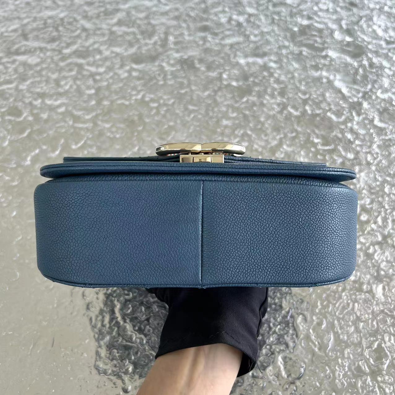 Chanel Caviar Cuba Medium Coco Curve Quilted Grained Calfskin Blue Cross Body Golden Hardware Series 23 - Best Luxury Designers