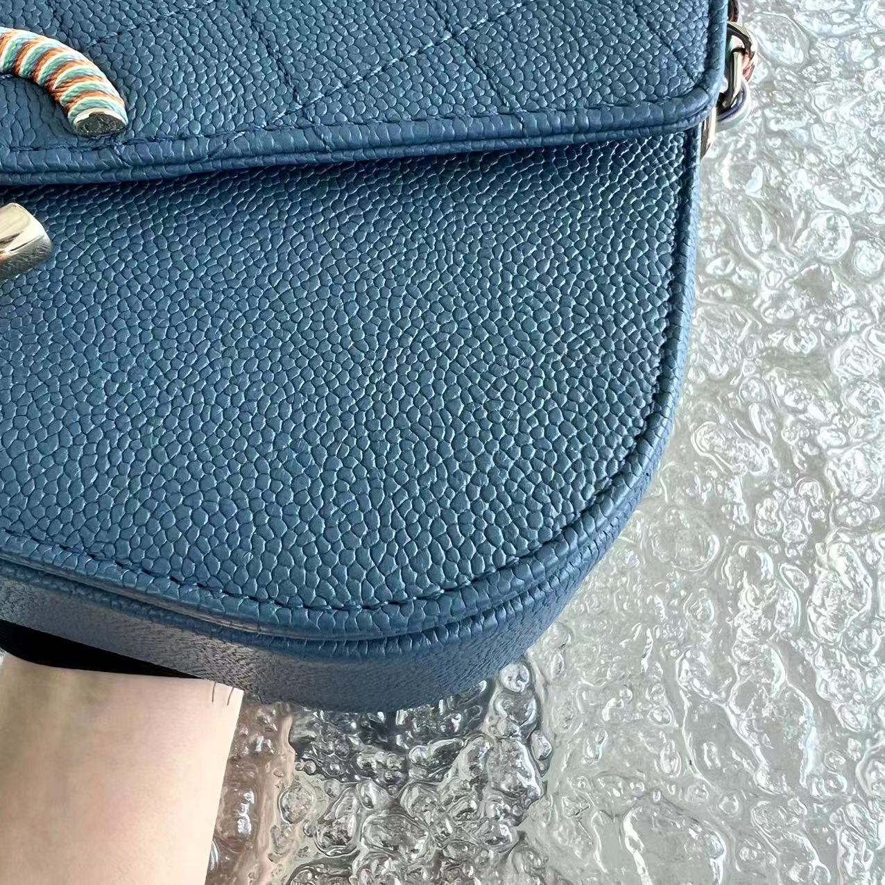 Chanel Caviar Cuba Medium Coco Curve Quilted Grained Calfskin Blue Cross Body Golden Hardware Series 23 - Best Luxury Designers