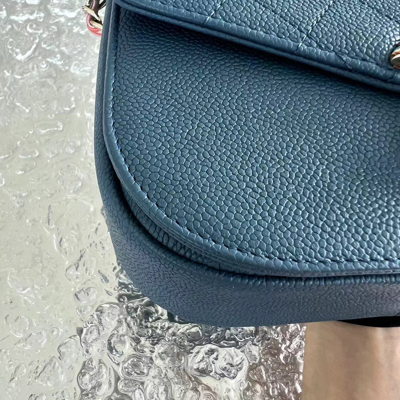 Chanel Caviar Cuba Medium Coco Curve Quilted Grained Calfskin Blue Cross Body Golden Hardware Series 23 - Best Luxury Designers