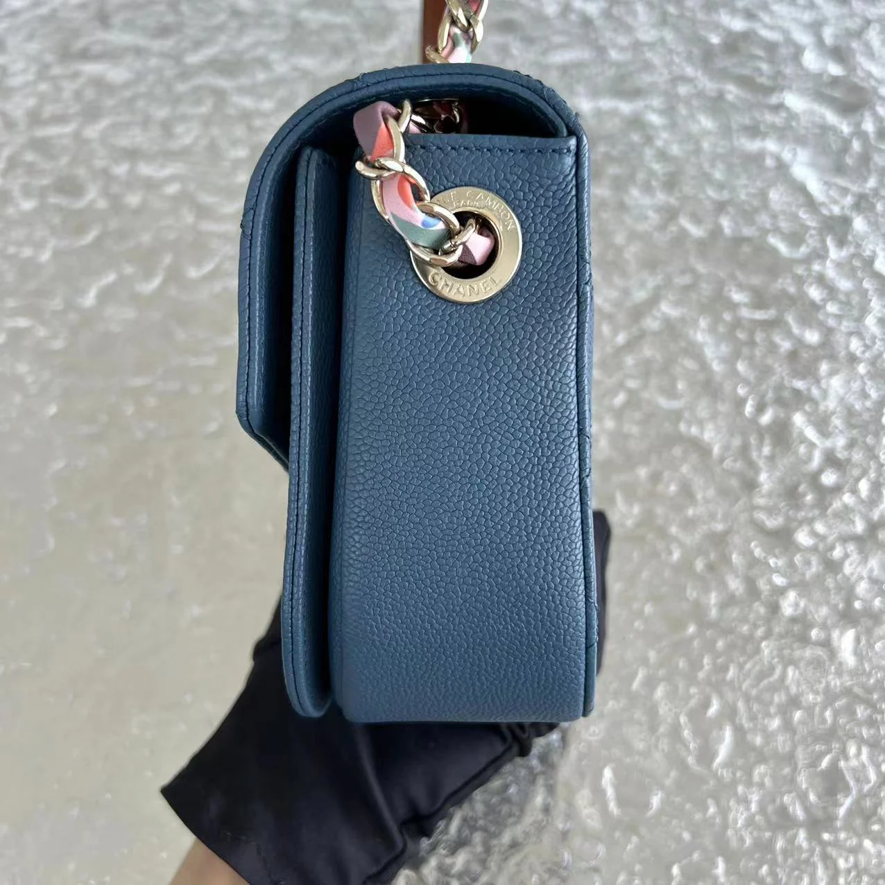 Chanel Caviar Cuba Medium Coco Curve Quilted Grained Calfskin Blue Cross Body Golden Hardware Series 23 - Best Luxury Designers